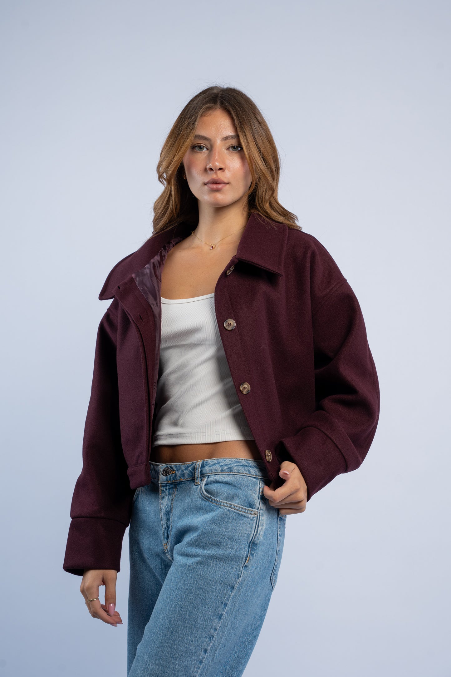 Wool jacket with buttons