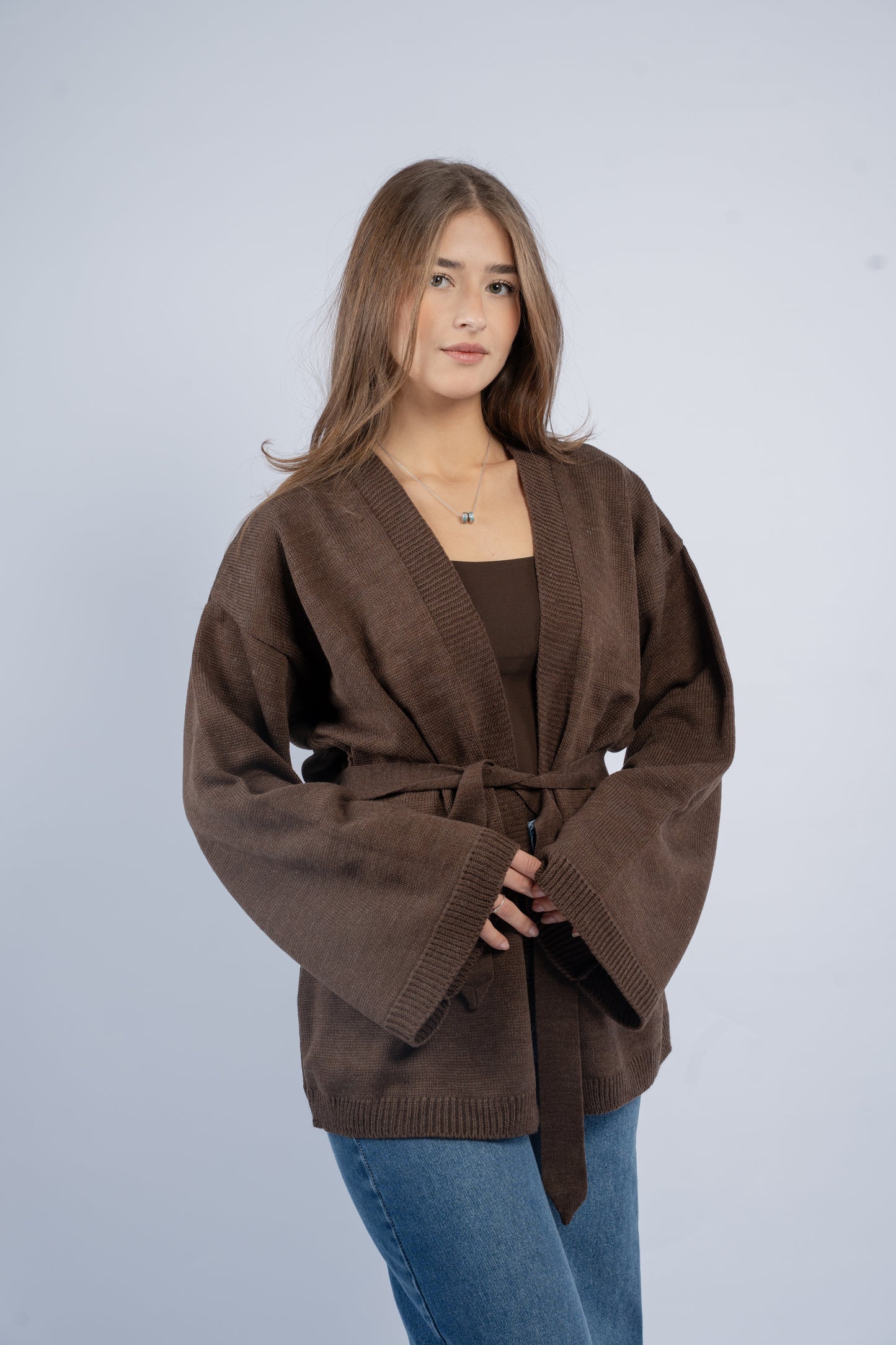 The brown Pilates cardigan