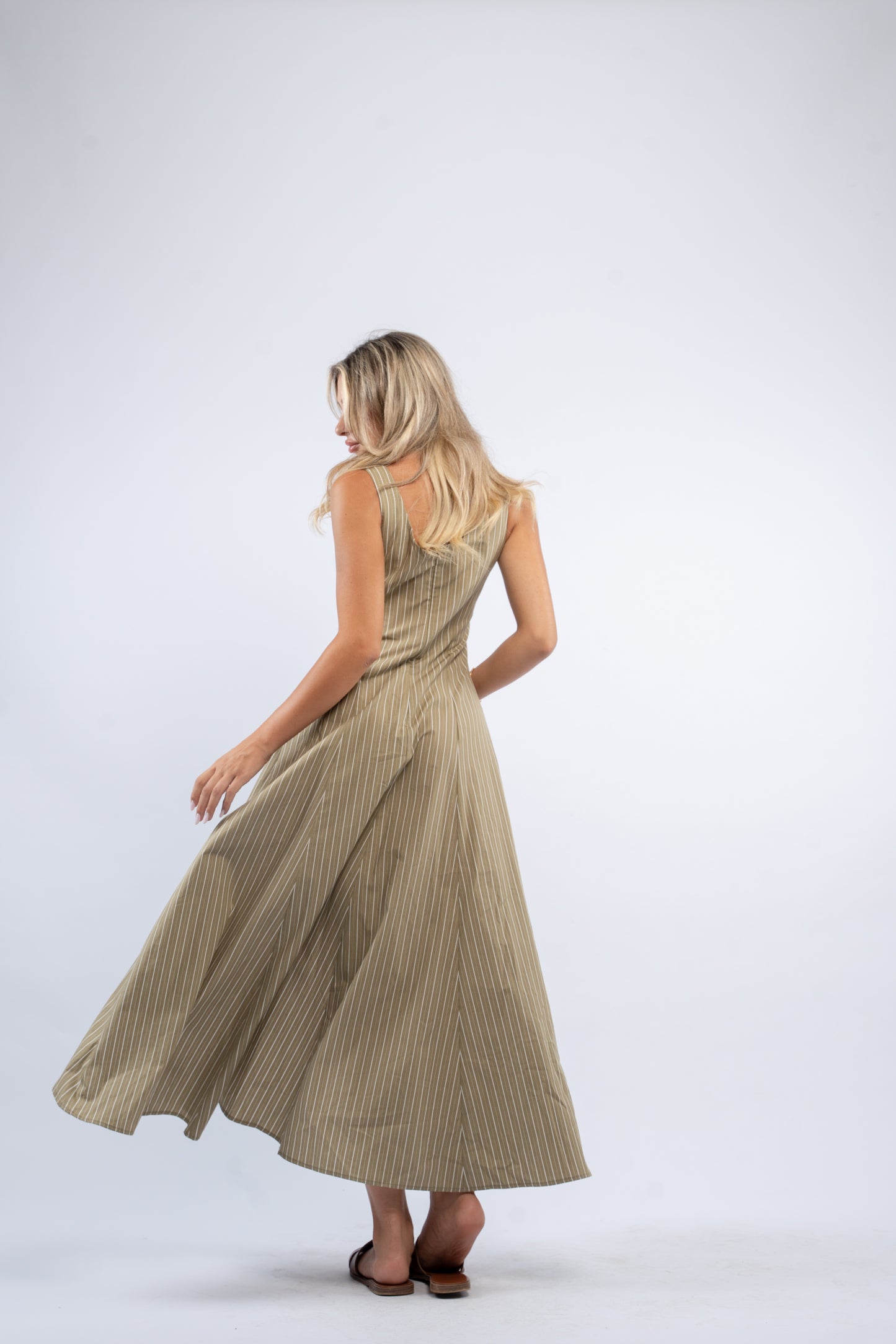 Olive stripe dress