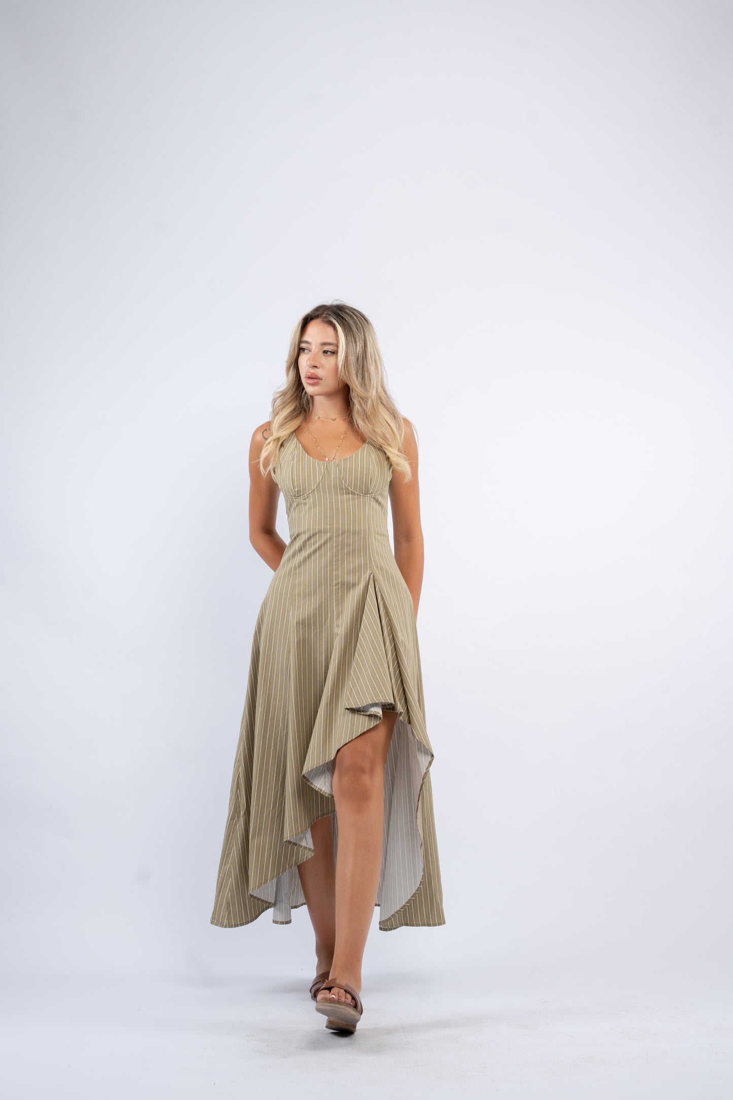 Olive stripe dress