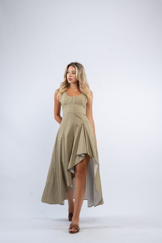 Olive stripe dress