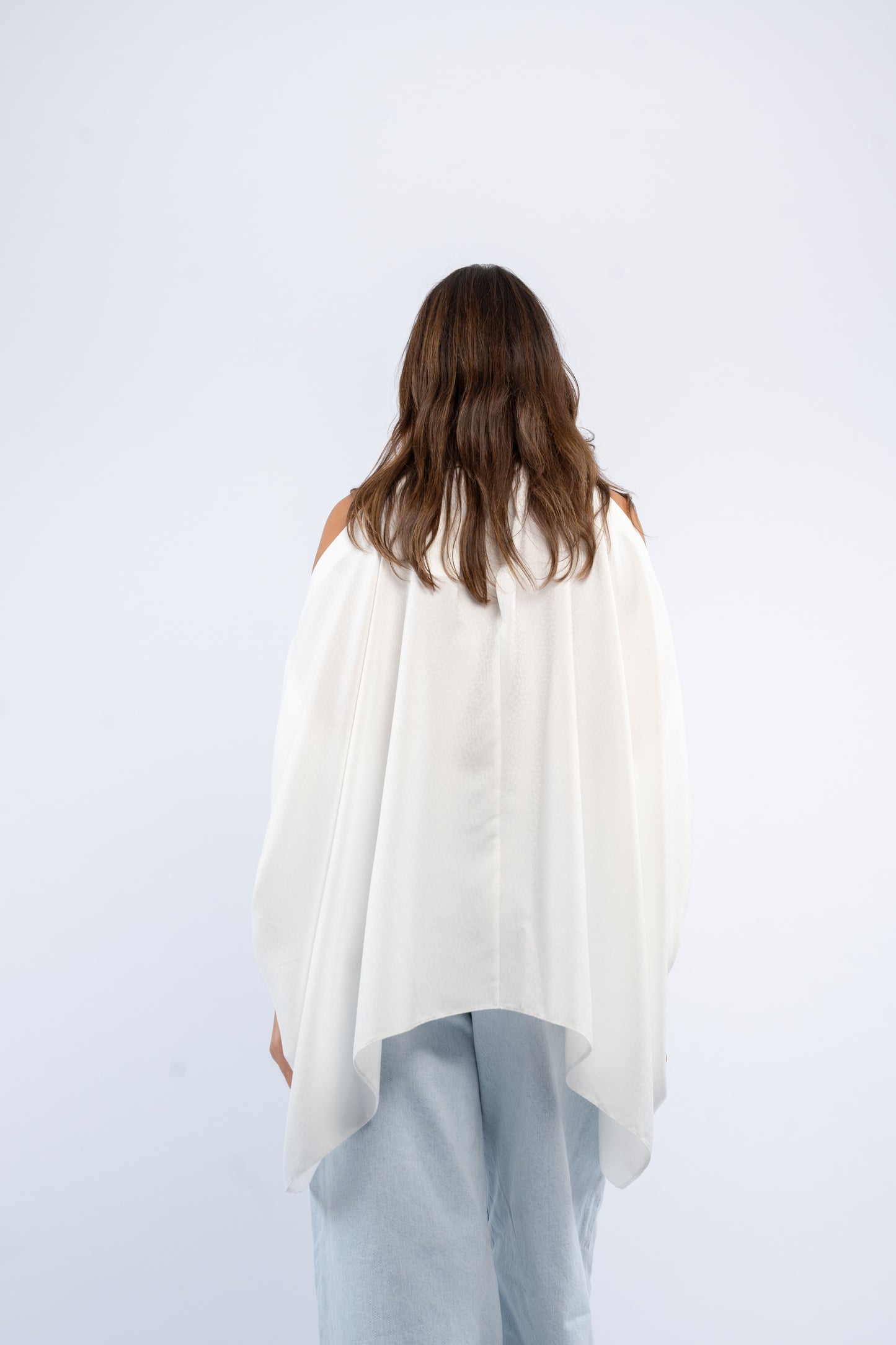 Drape silk asymmetrical top