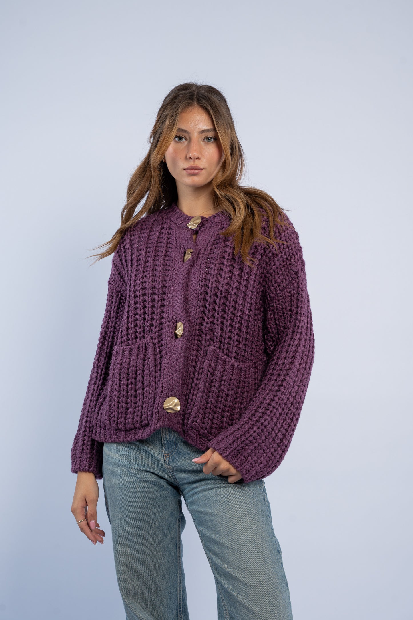 Cardigan with gold buttons