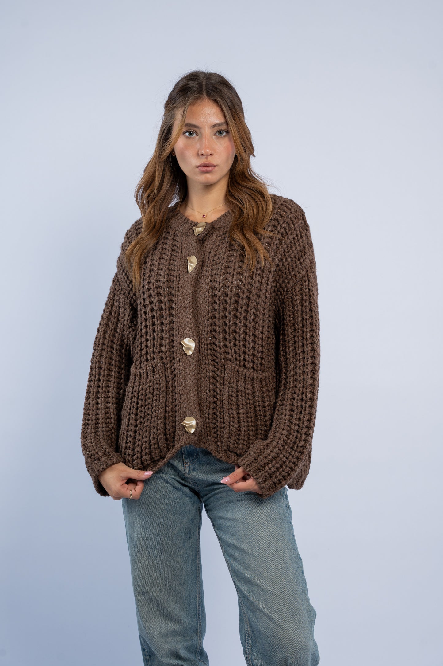 Cardigan with gold buttons