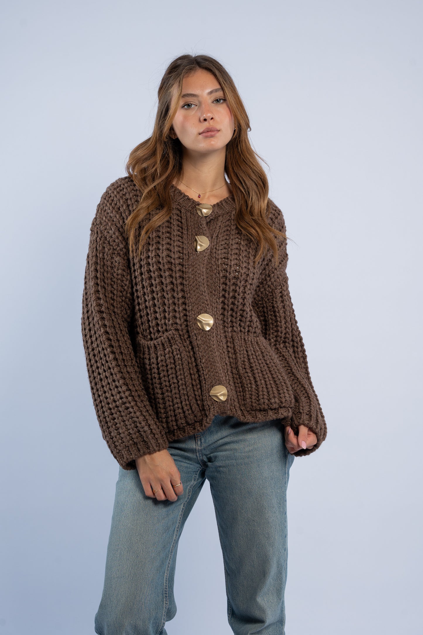 Cardigan with gold buttons