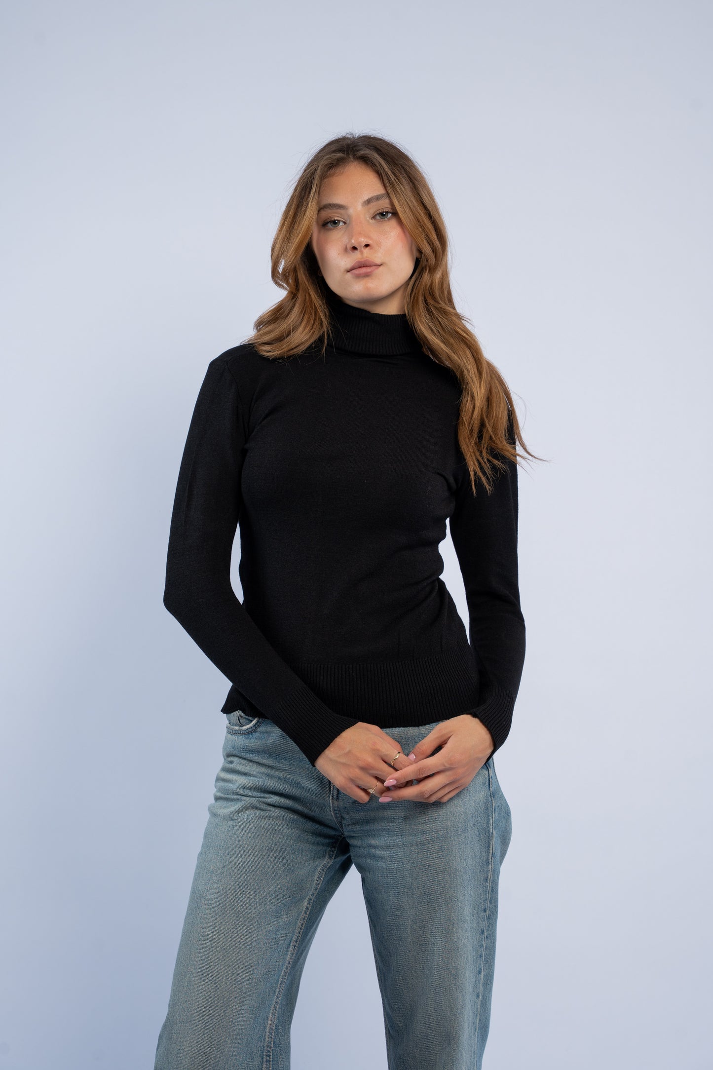 Fitted turtle neck knit top