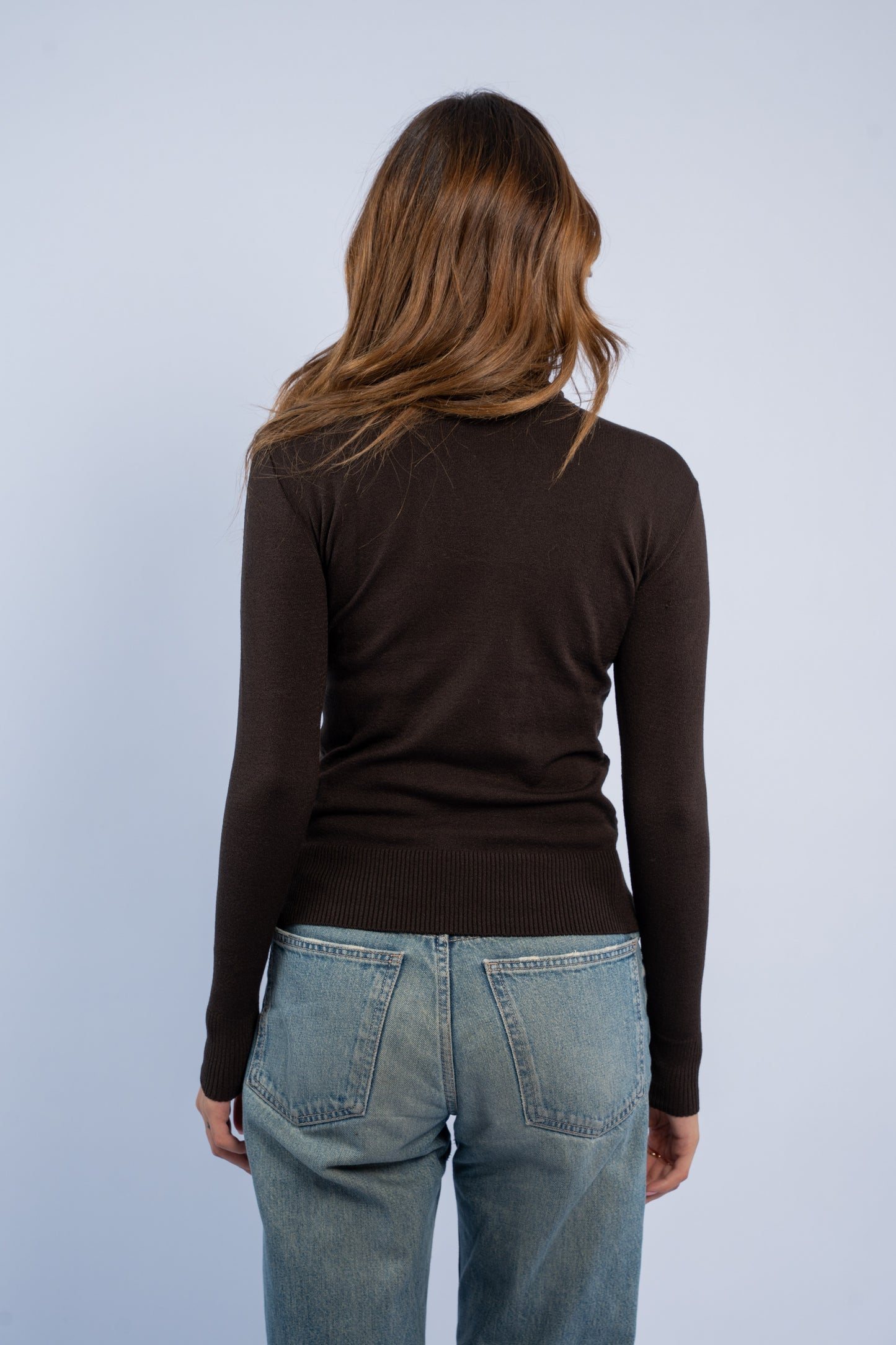 Fitted turtle neck knit top