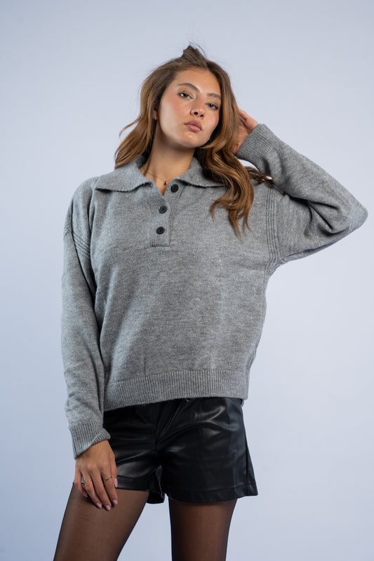 Polo neck wool sweater