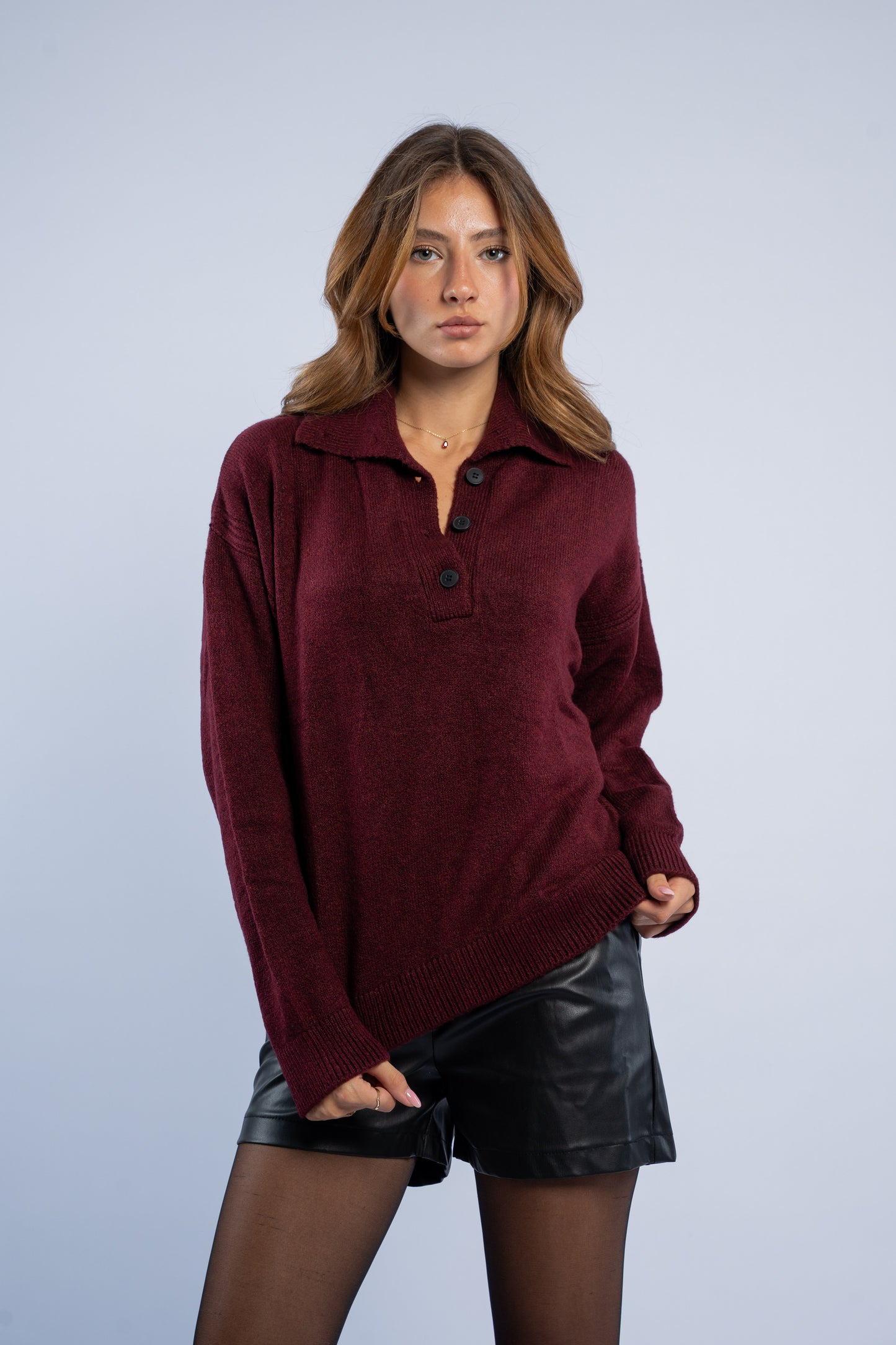 Polo neck wool sweater