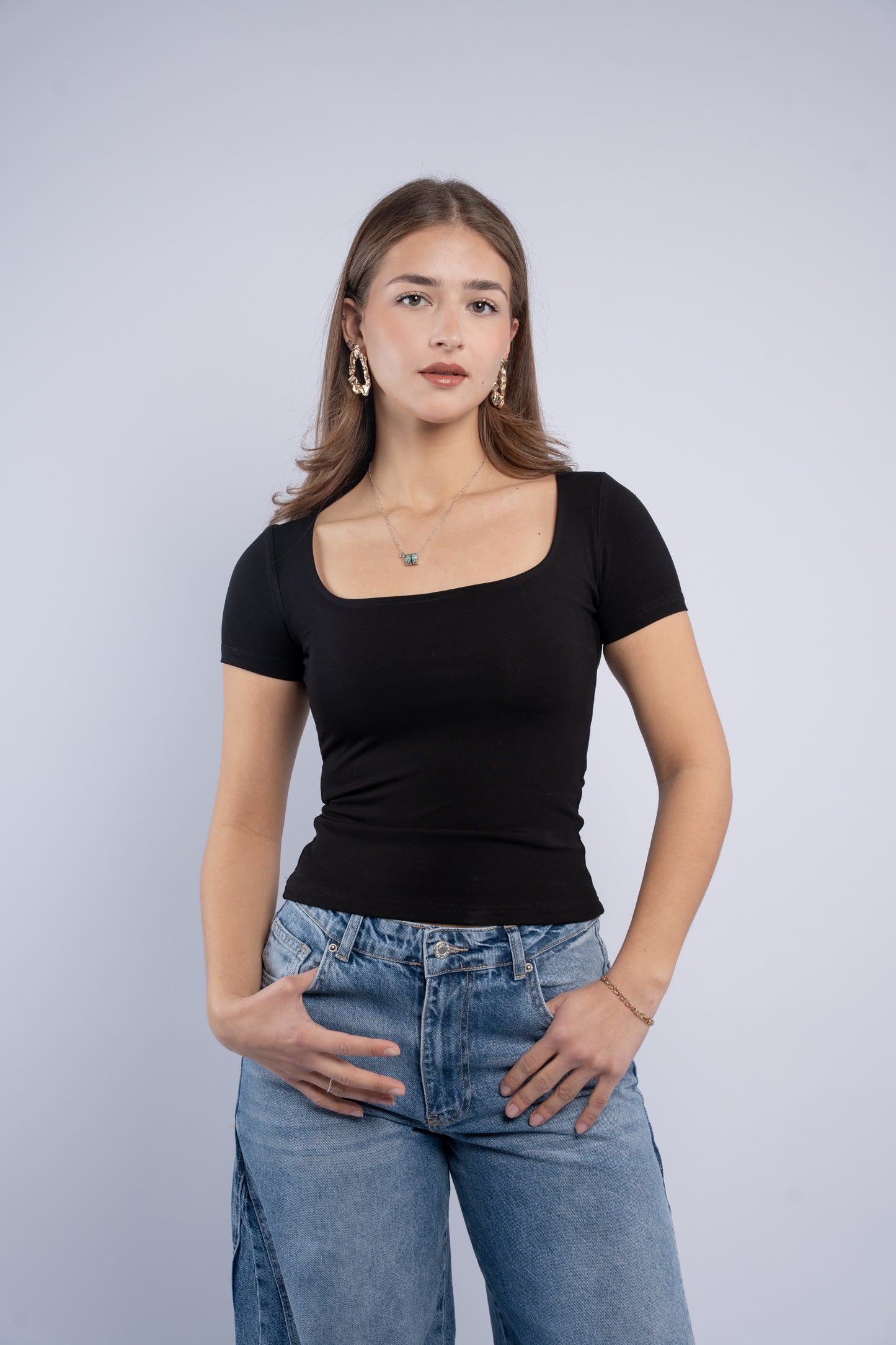 Square neck top