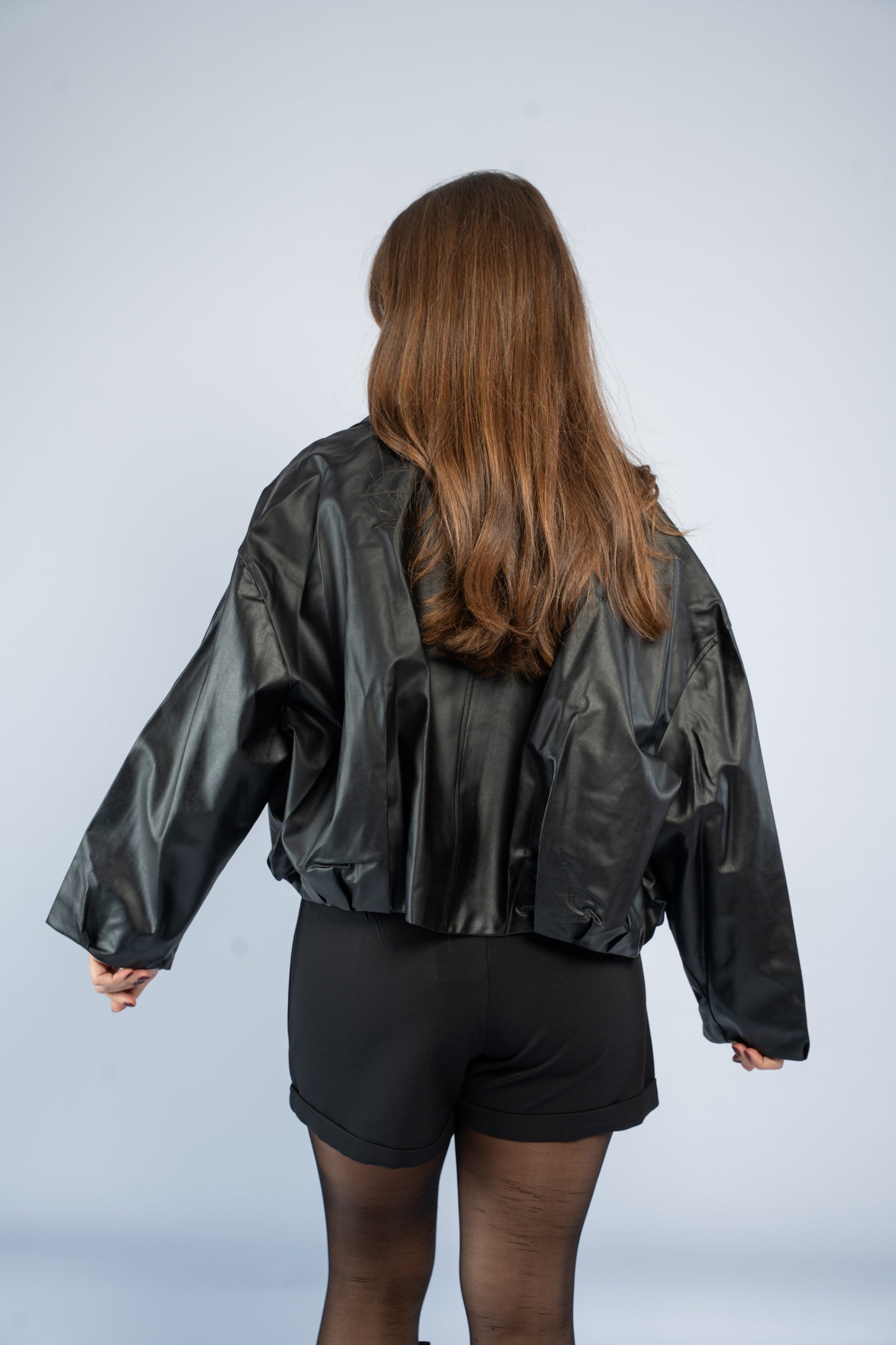 Leather jacket with belt