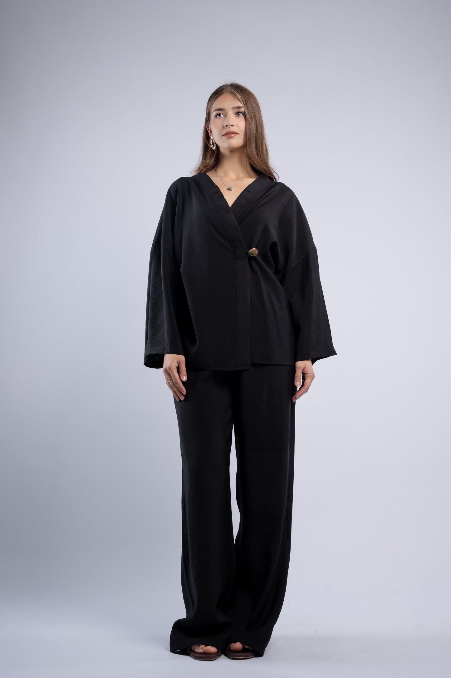 Button- vest linen set