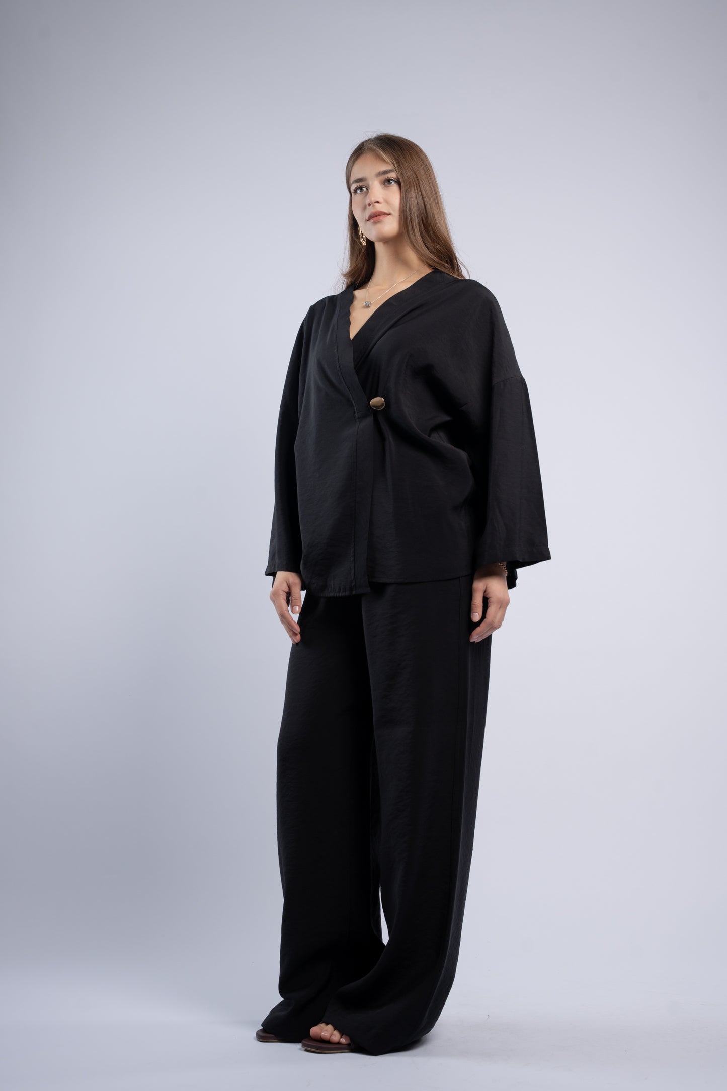 Button- vest linen set