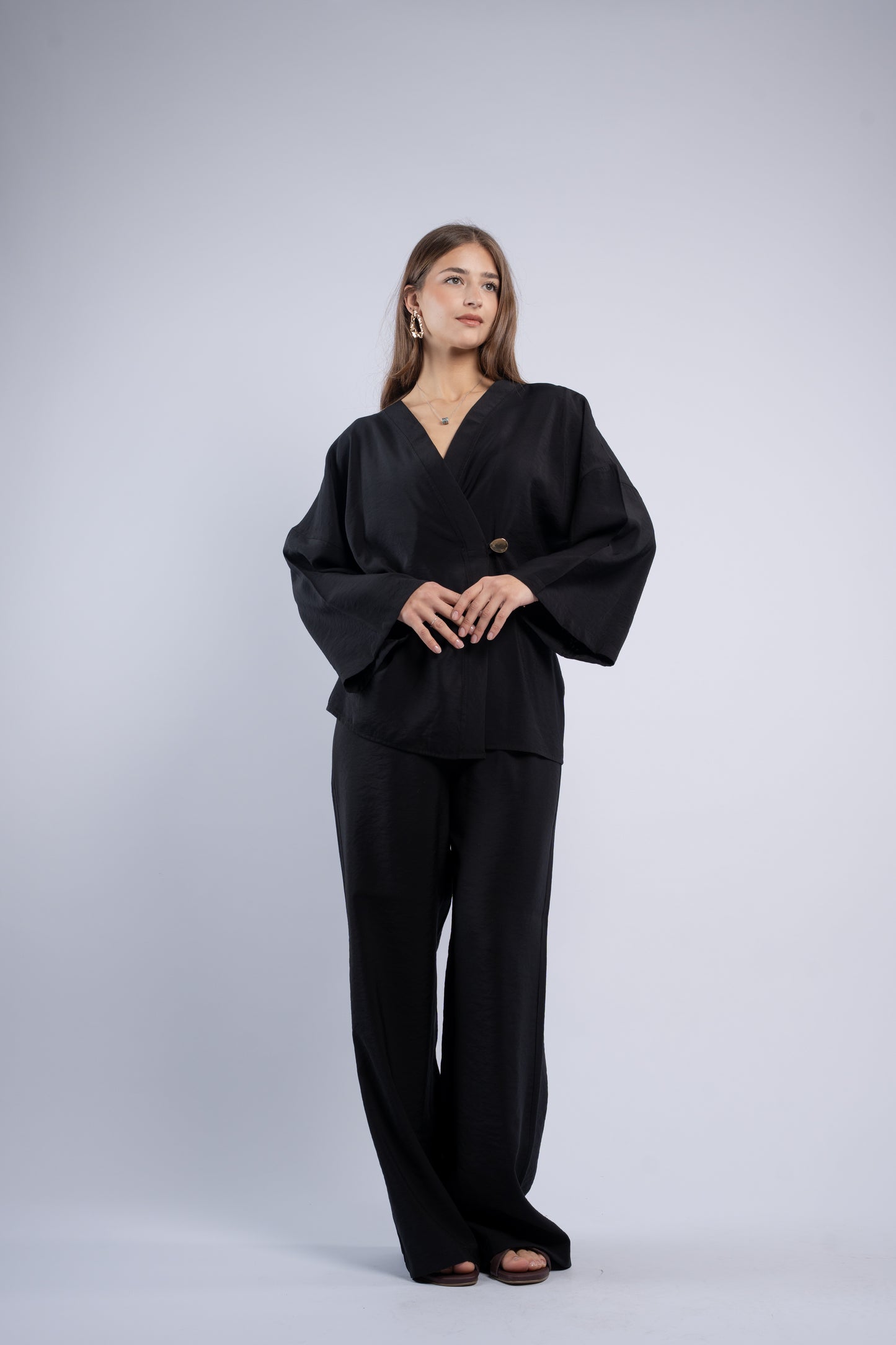 Button- vest linen set