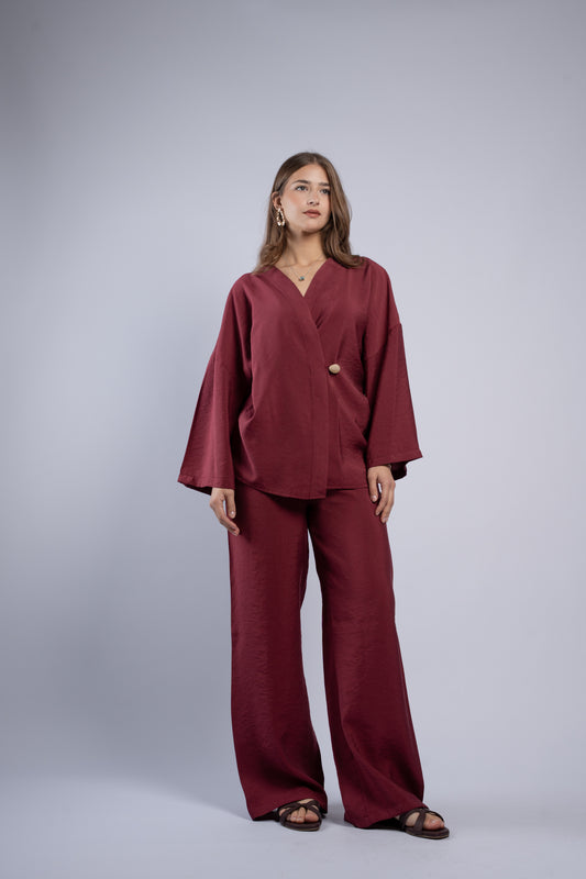 Button- vest linen set