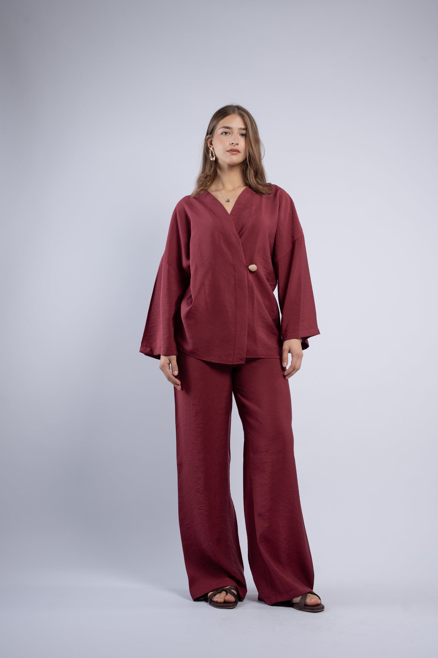 Button- vest linen set