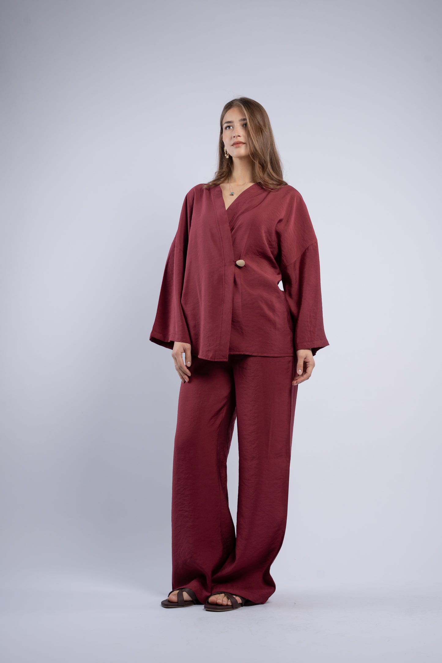 Button- vest linen set