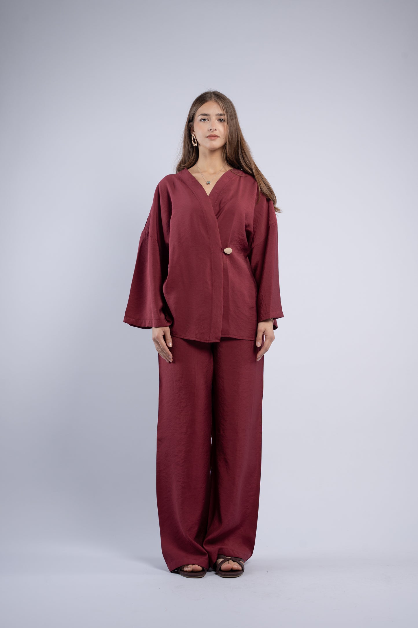 Button- vest linen set