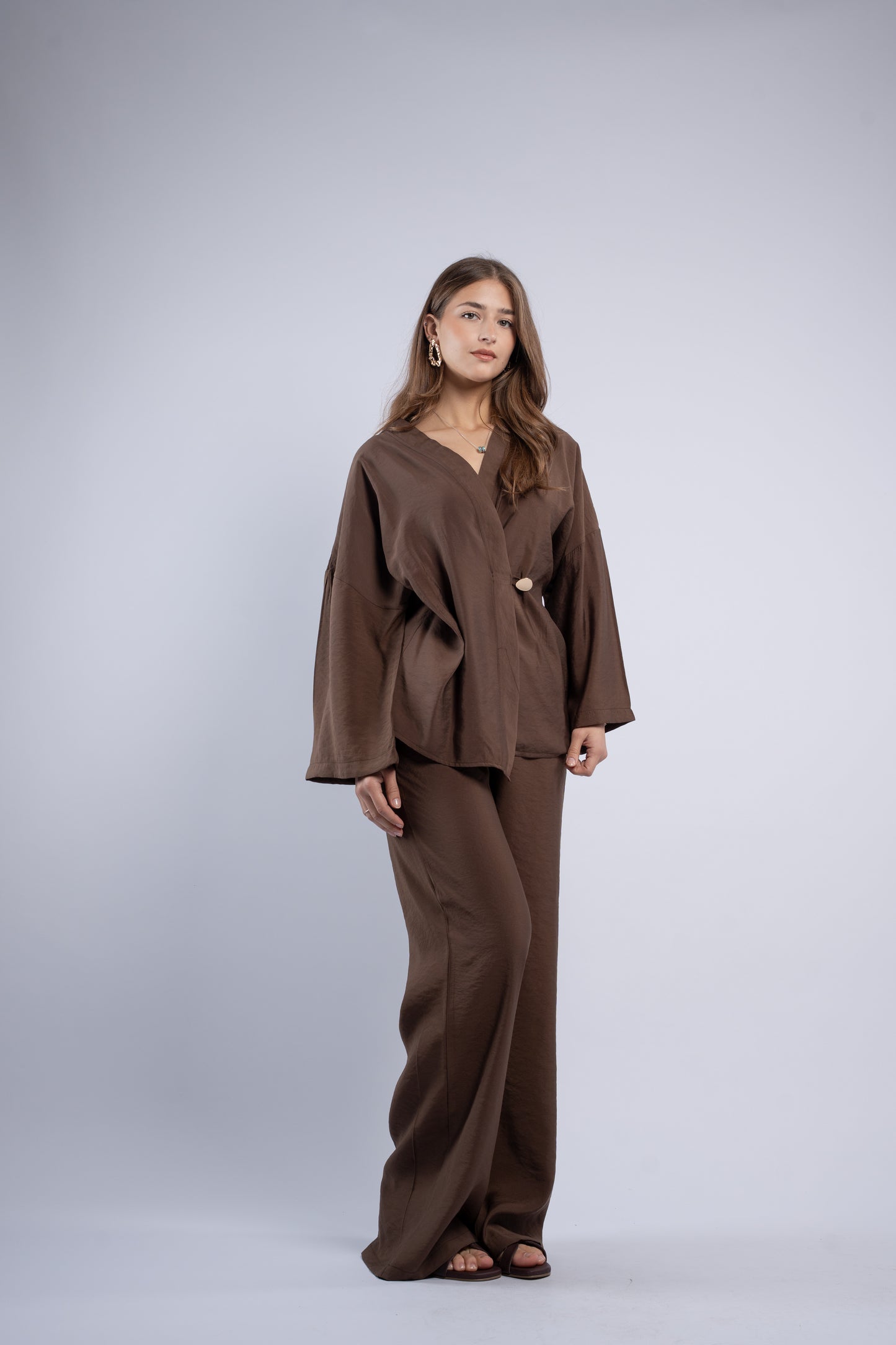 Button- vest linen set