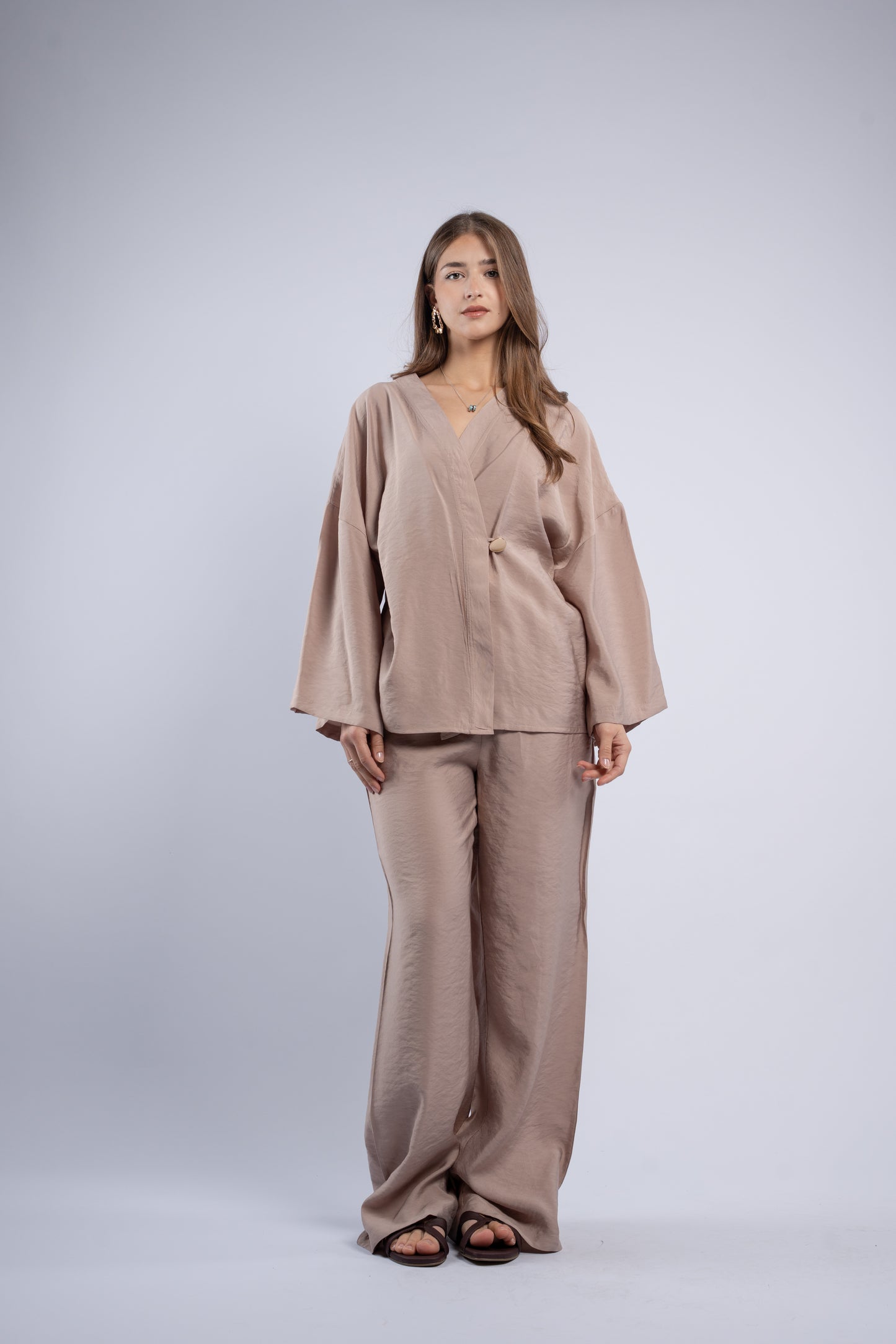 Button- vest linen set