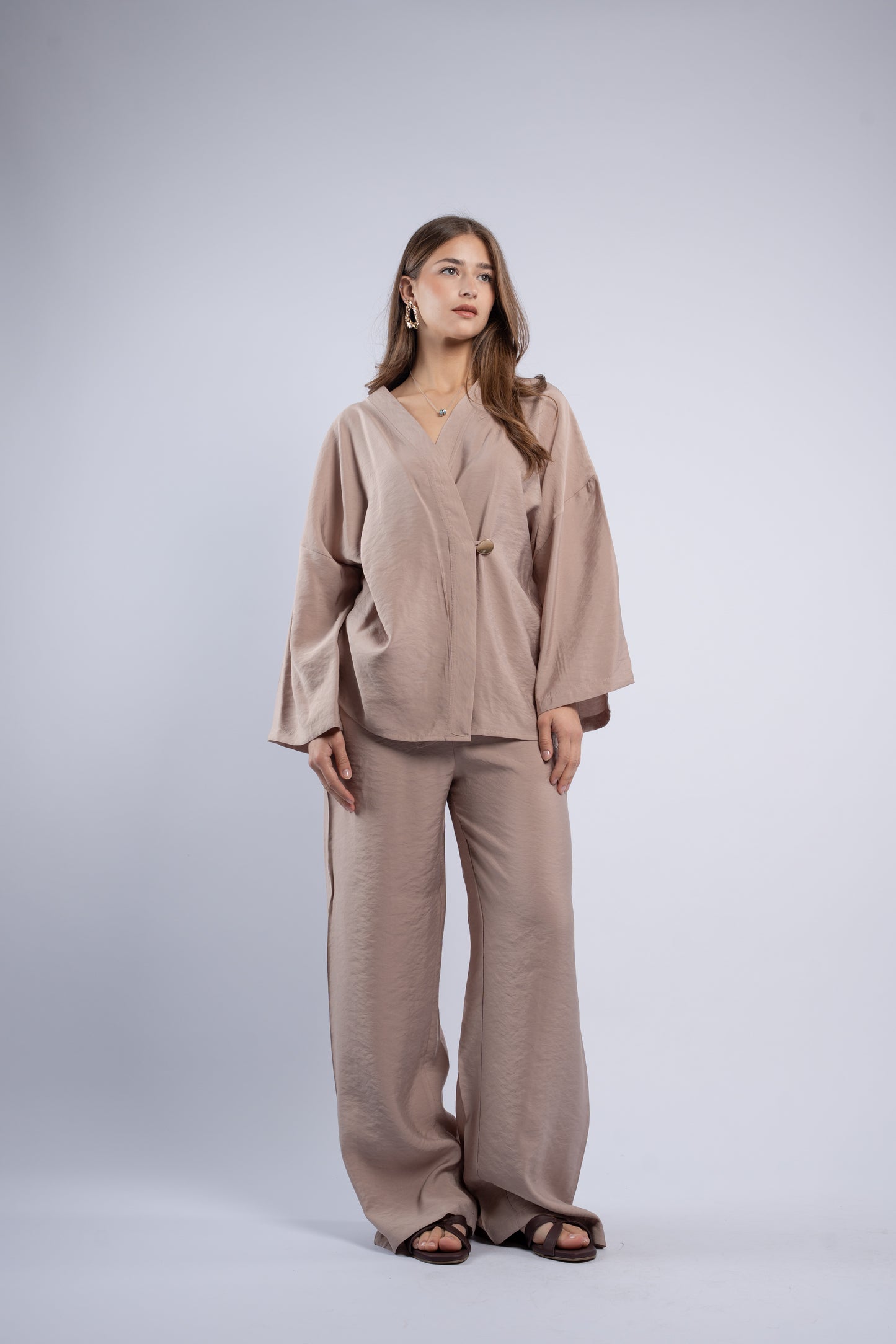 Button- vest linen set