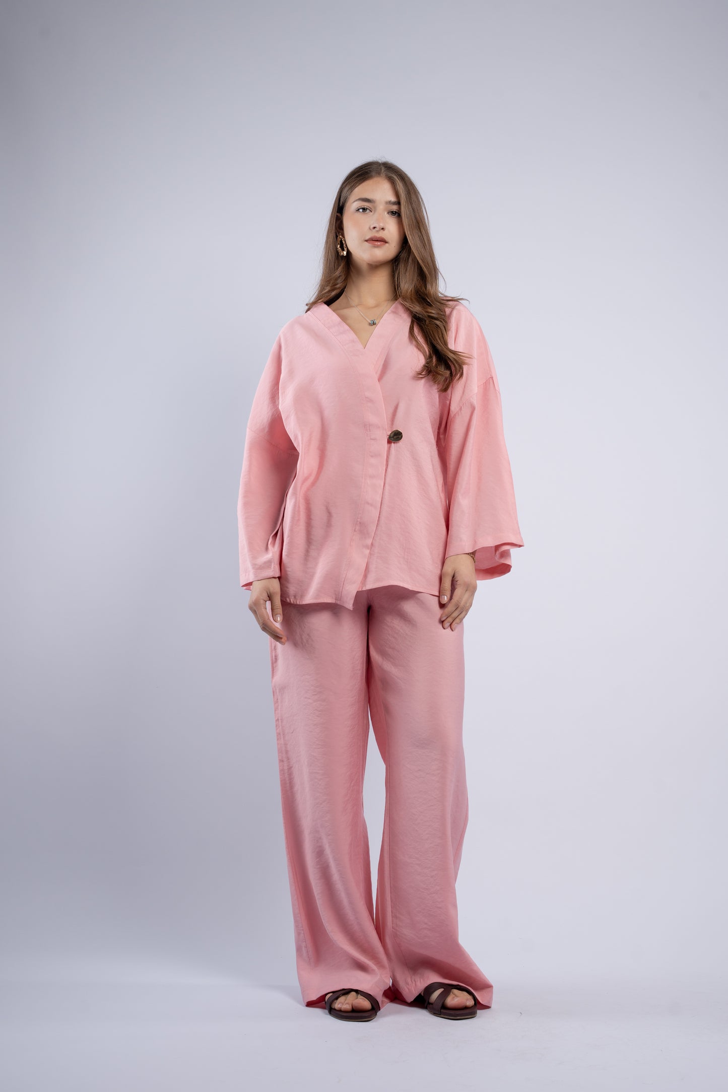 Button- vest linen set