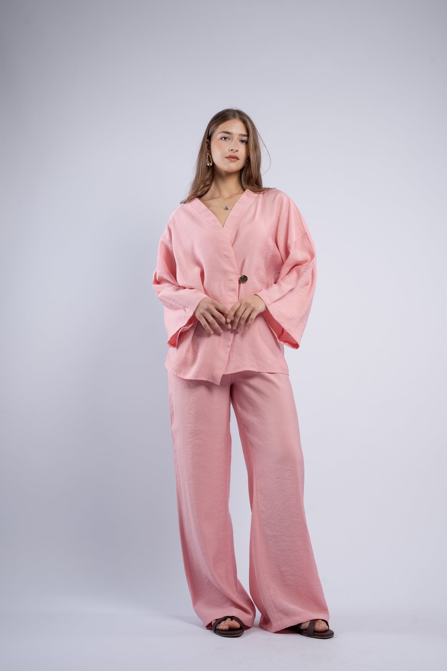 Button- vest linen set