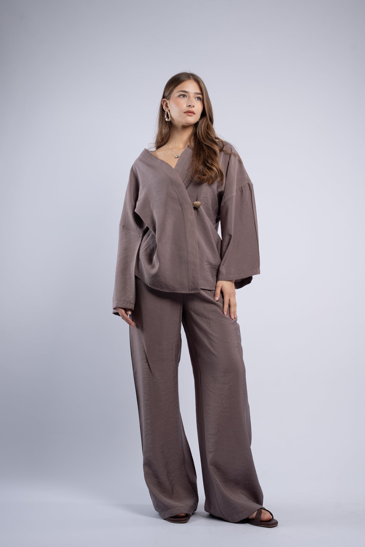 Button- vest linen set