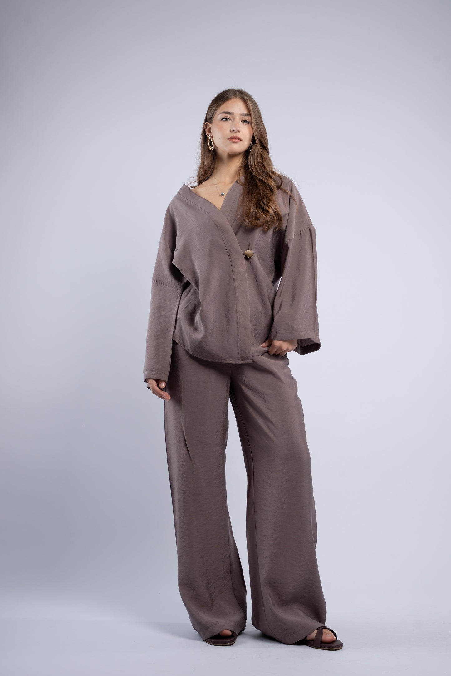 Button- vest linen set