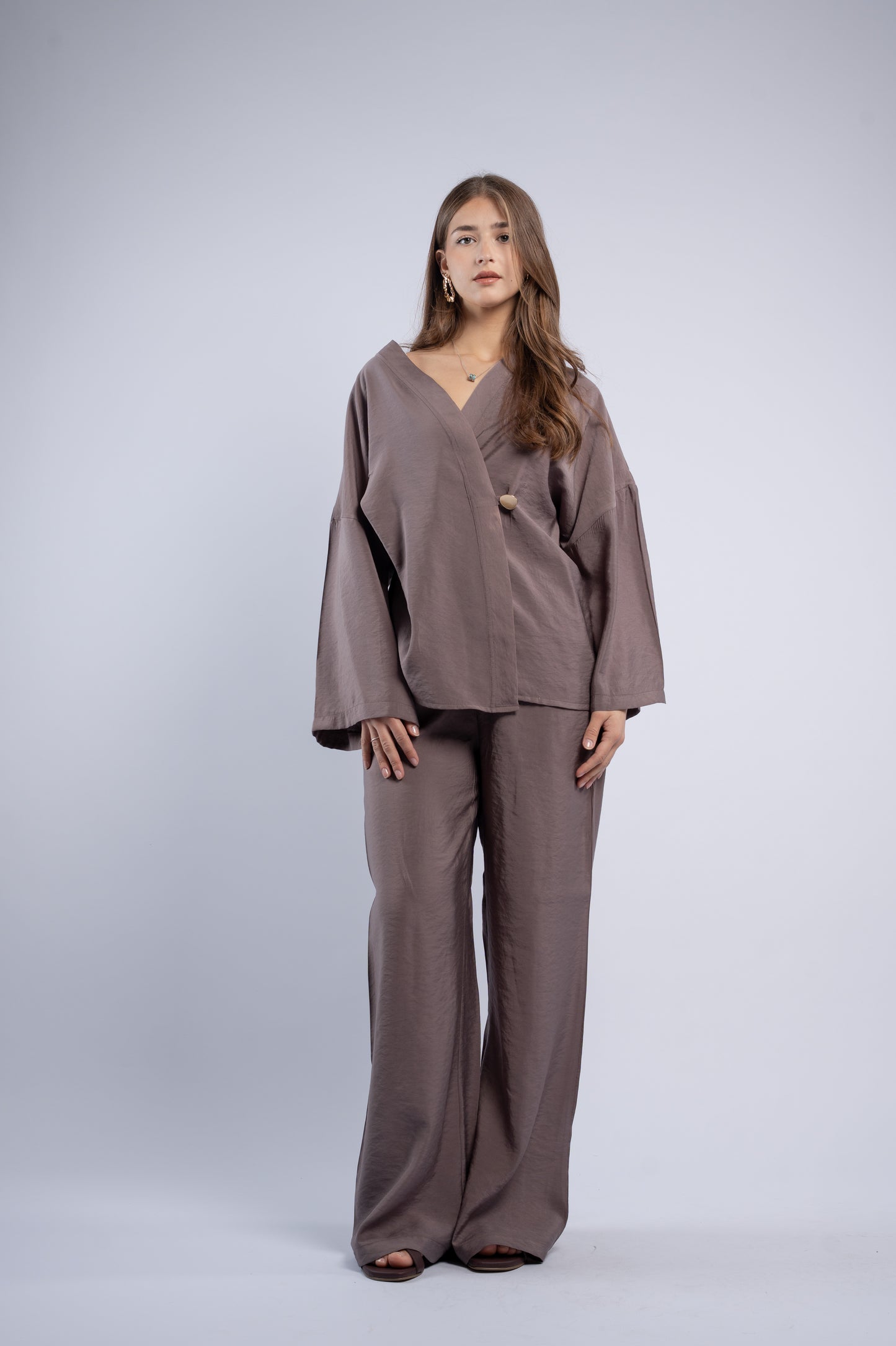 Button- vest linen set
