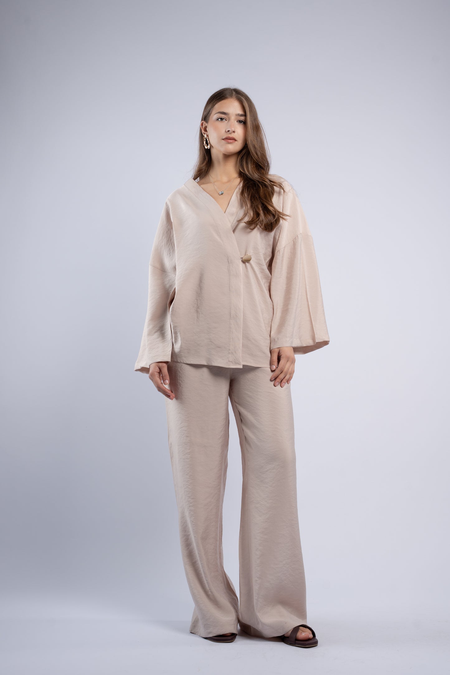 Button- vest linen set