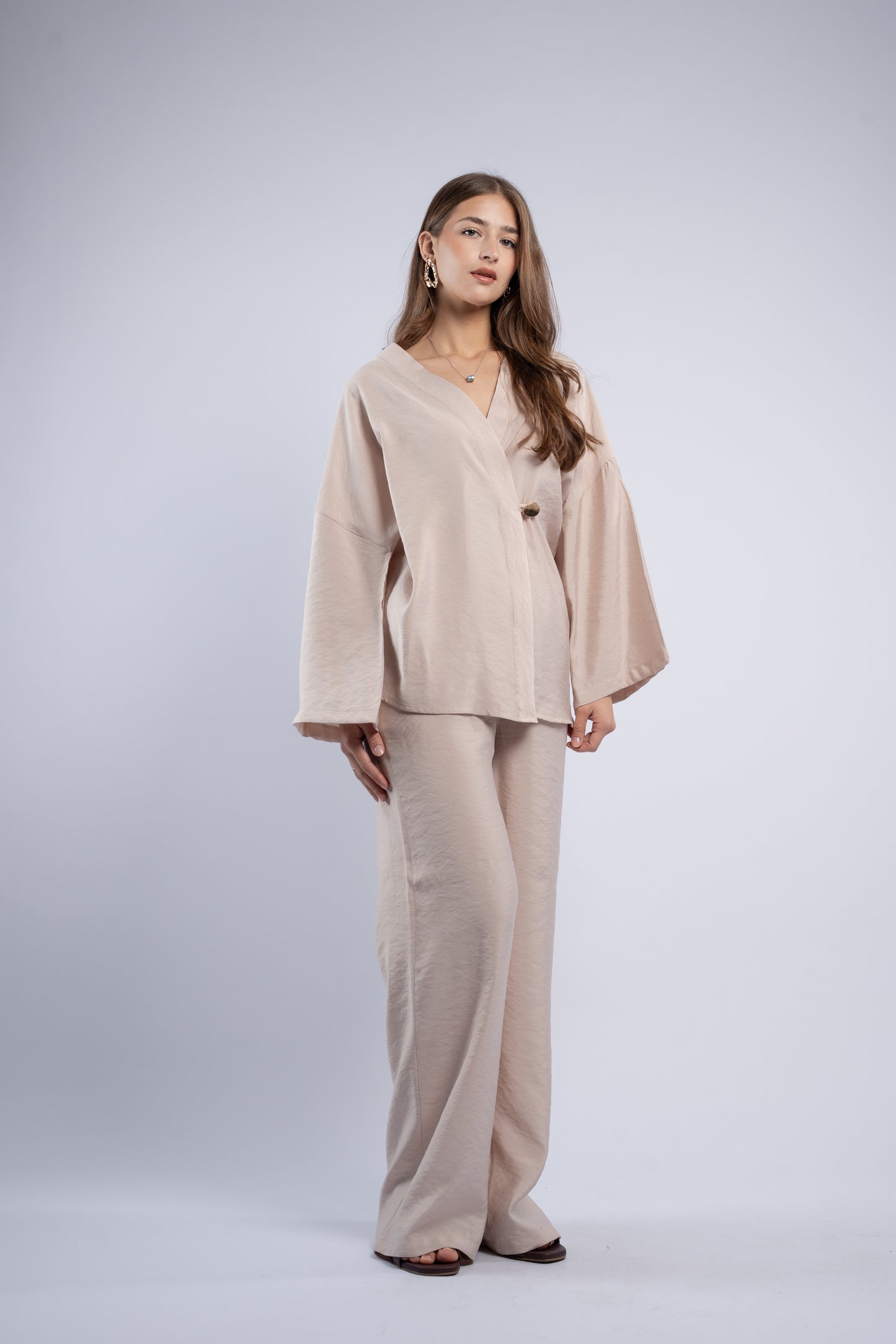 Button- vest linen set