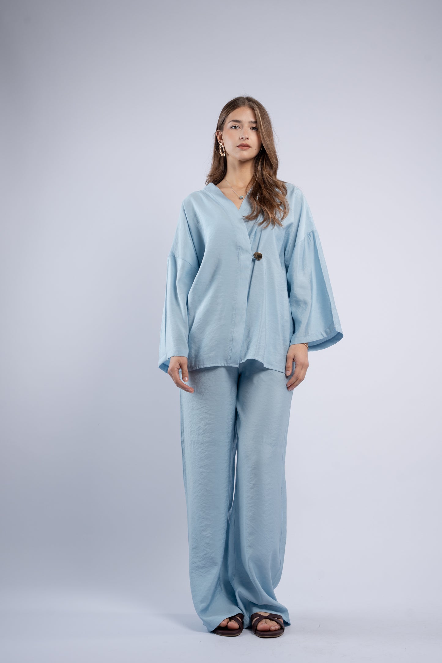 Button- vest linen set