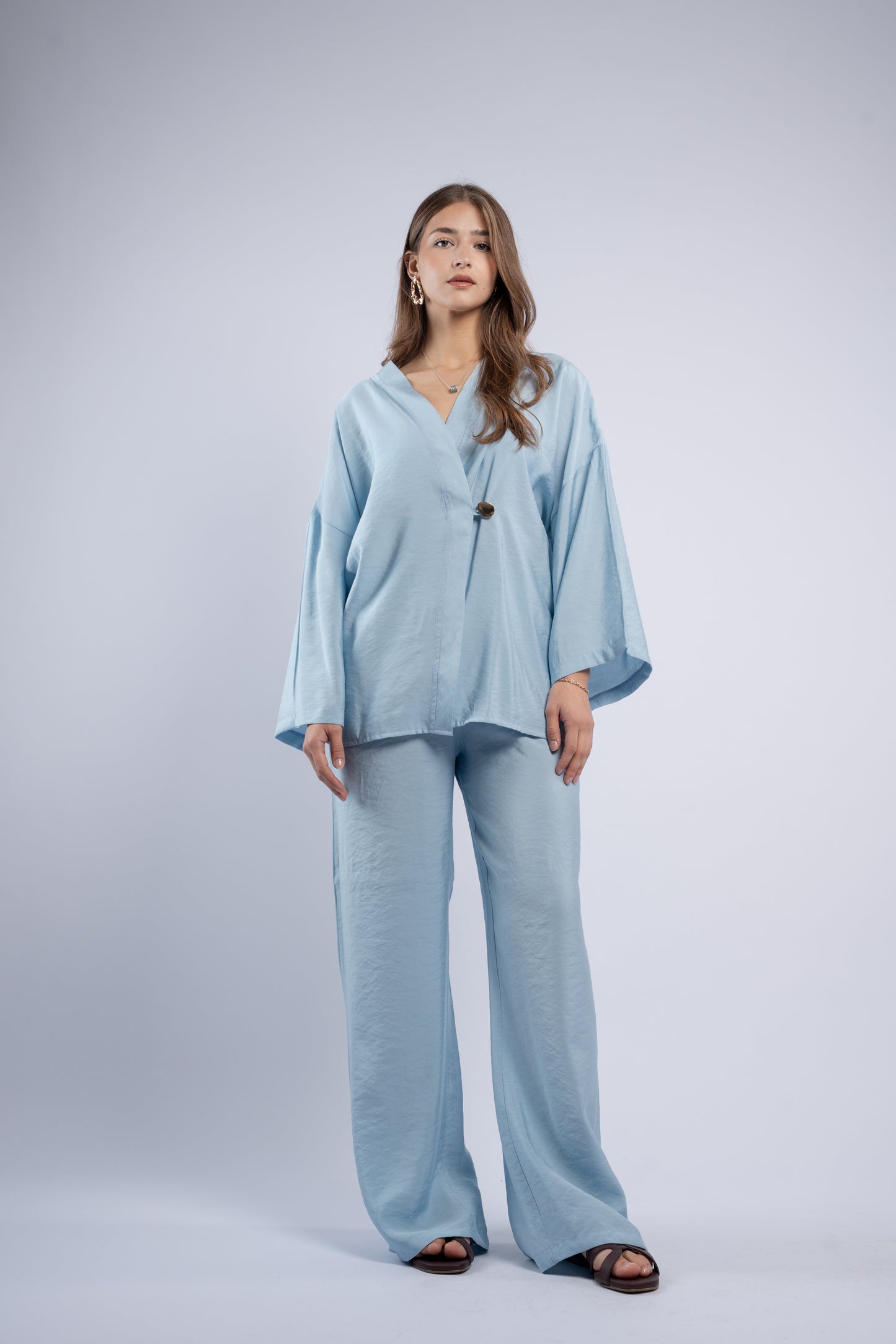 Button- vest linen set