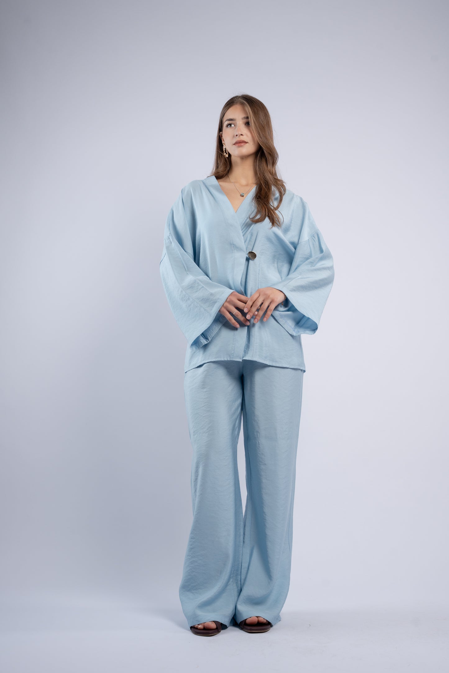 Button- vest linen set