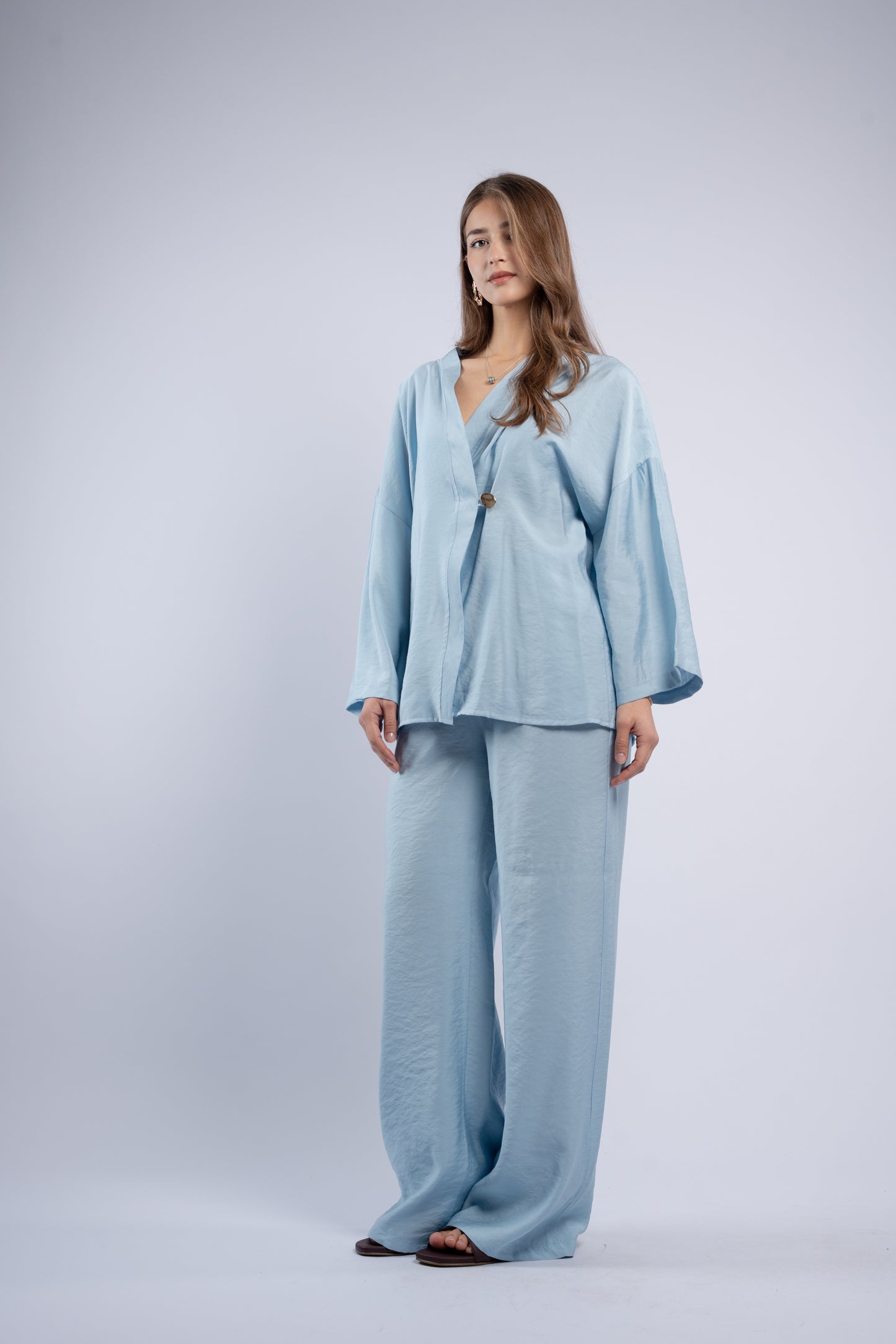 Button- vest linen set