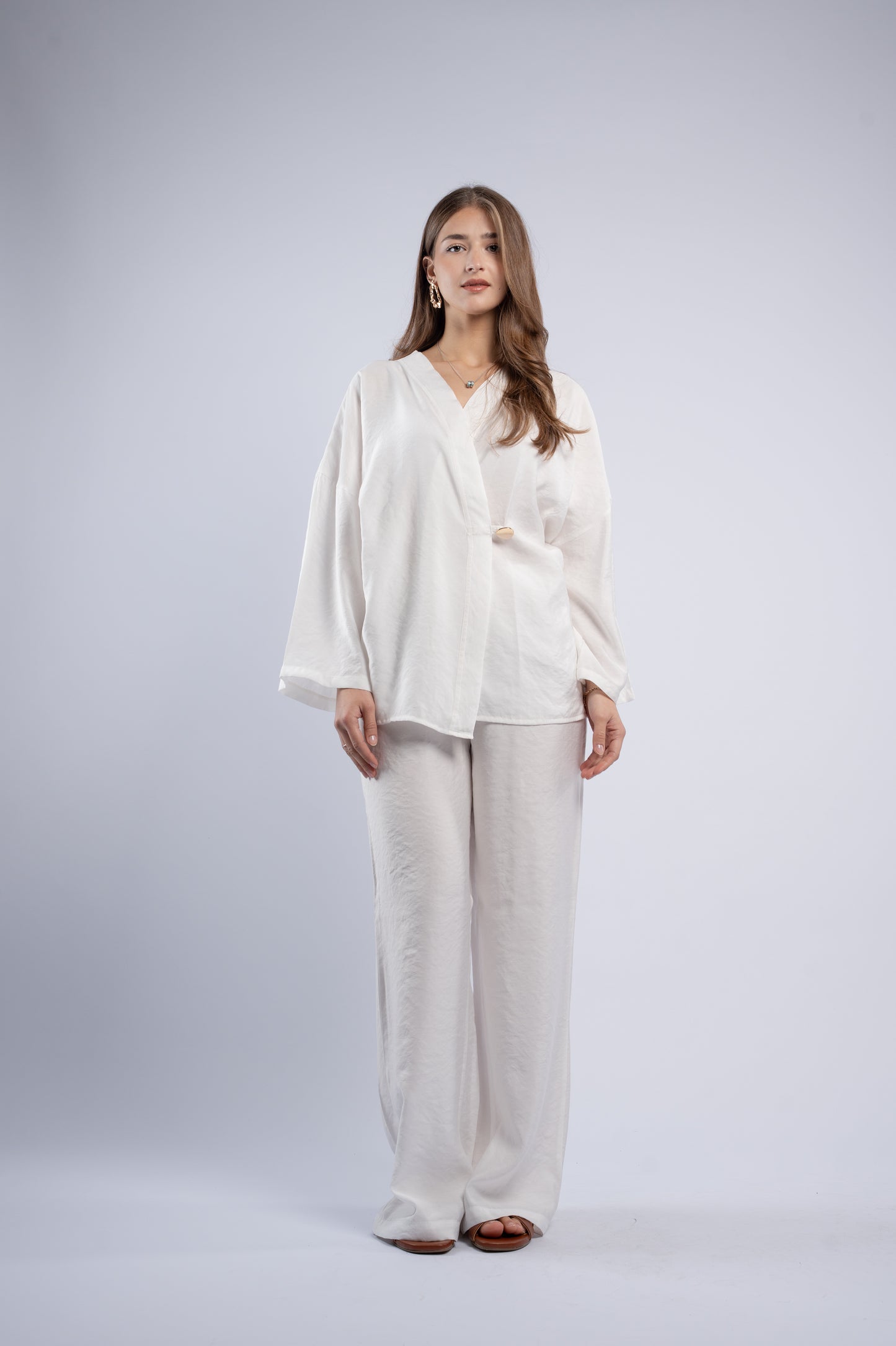 Button- vest linen set
