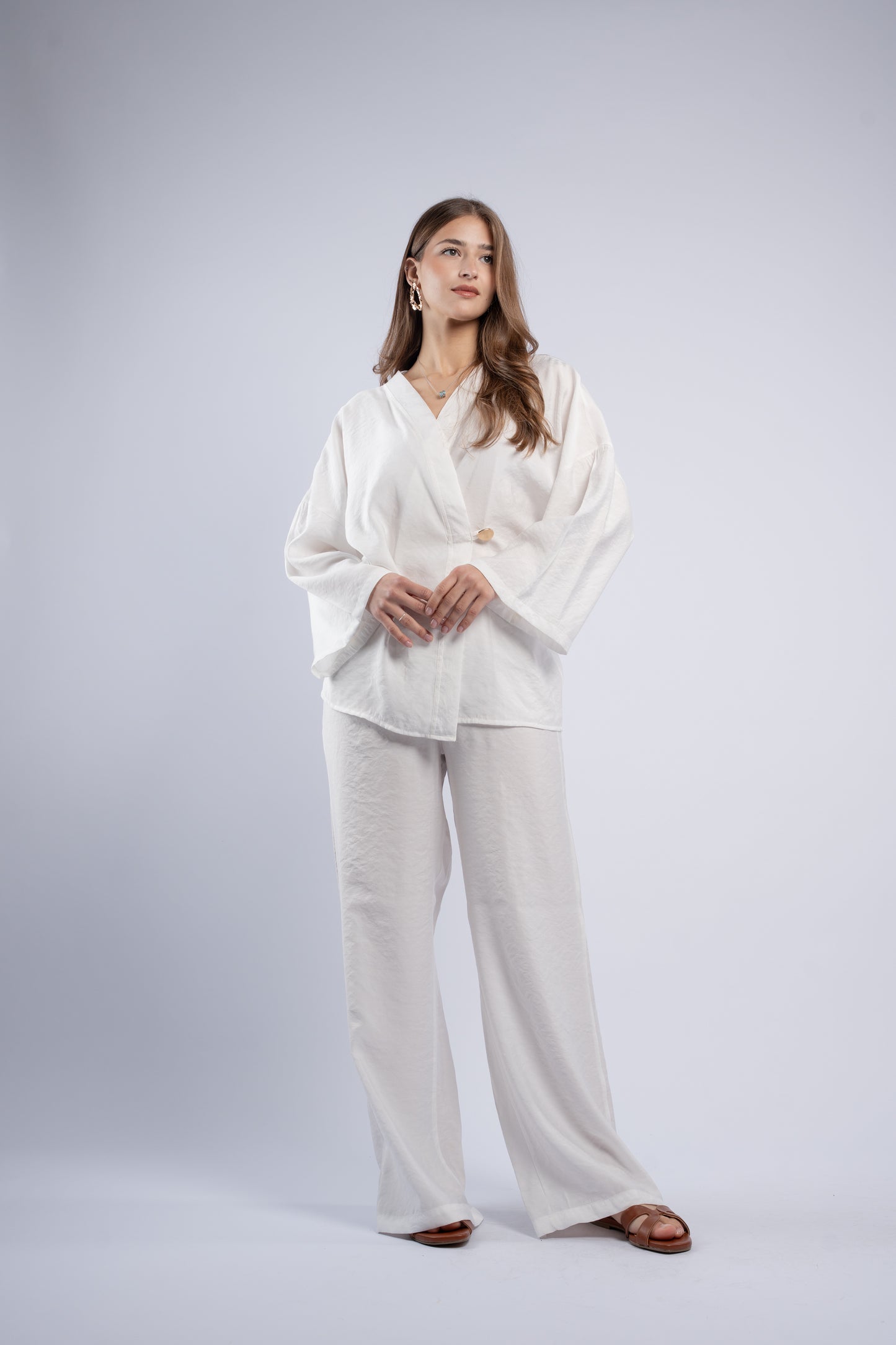 Button- vest linen set