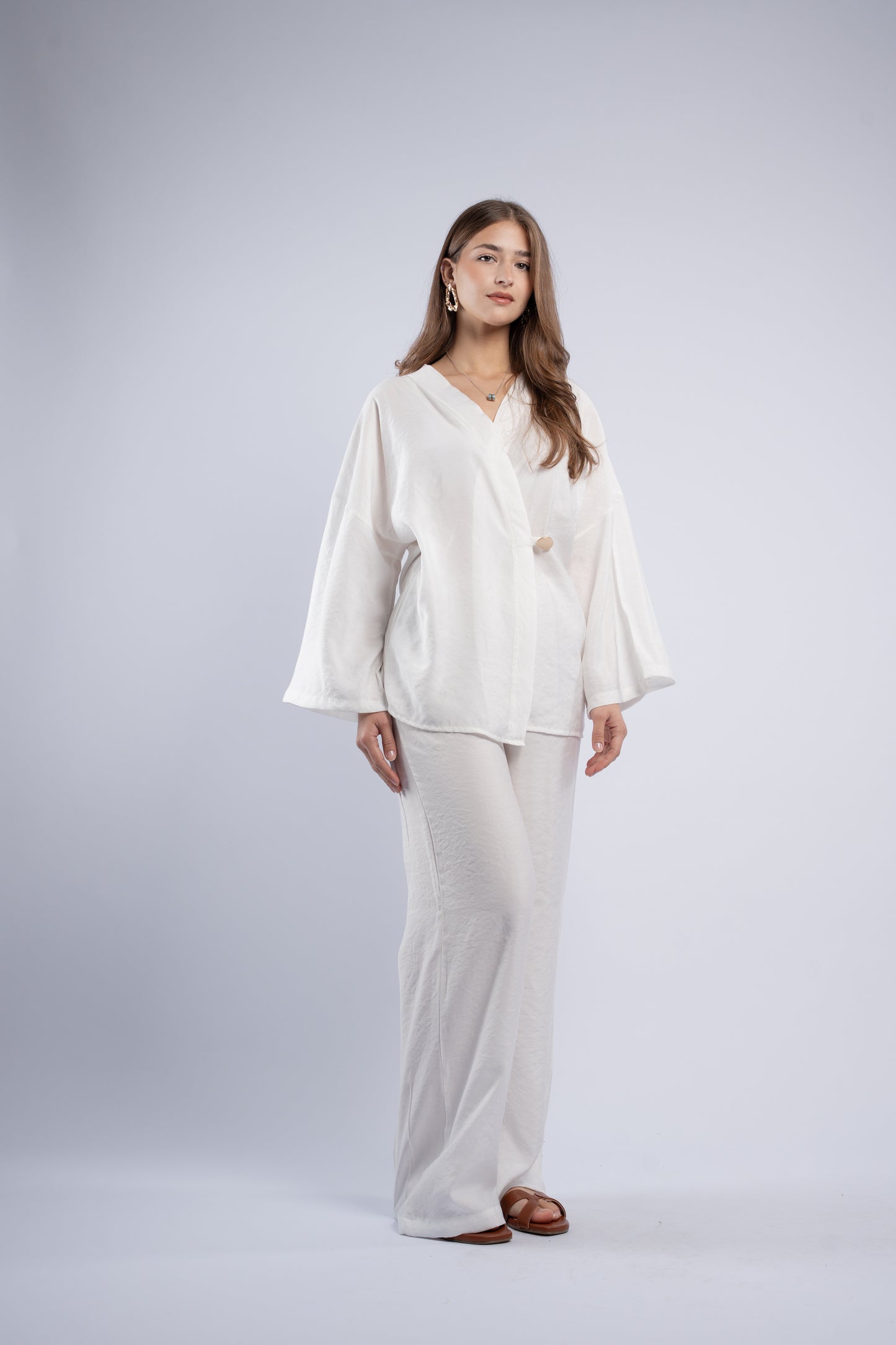 Button- vest linen set