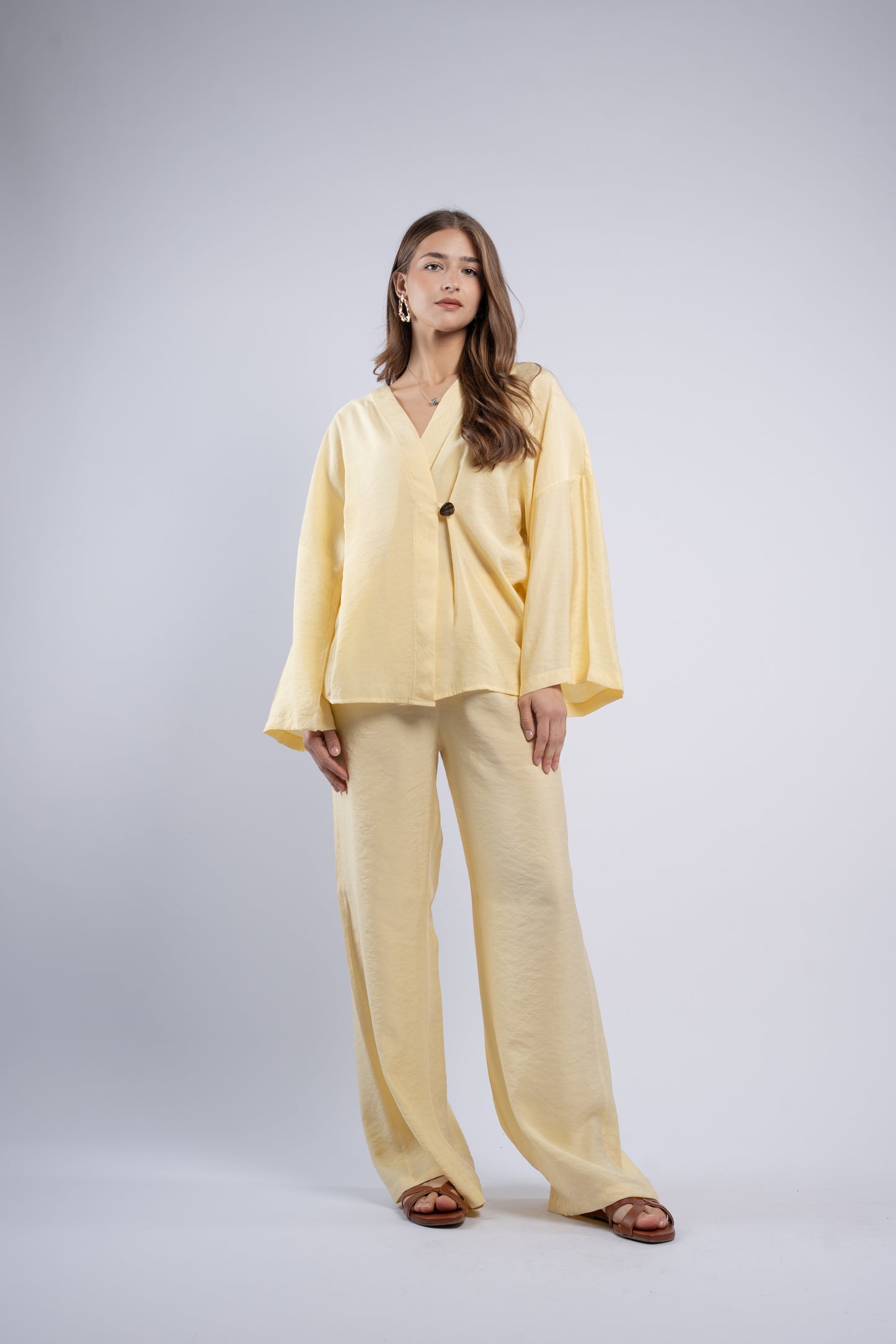 Button- vest linen set