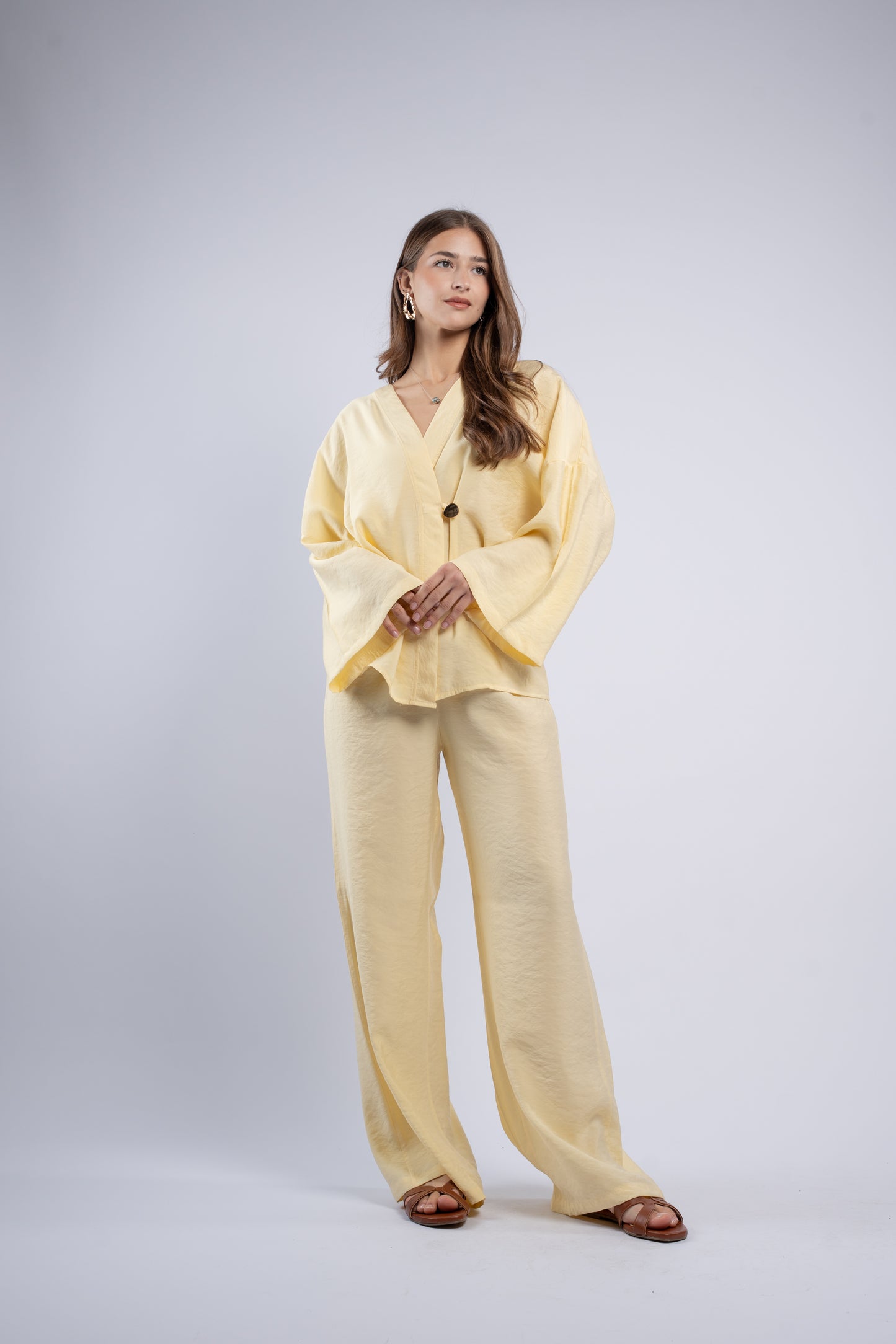 Button- vest linen set