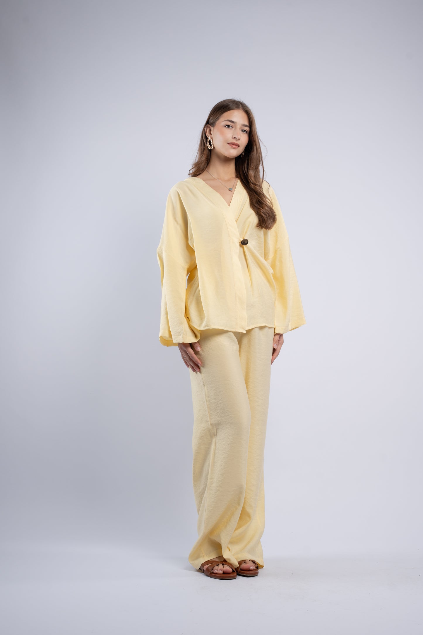 Button- vest linen set