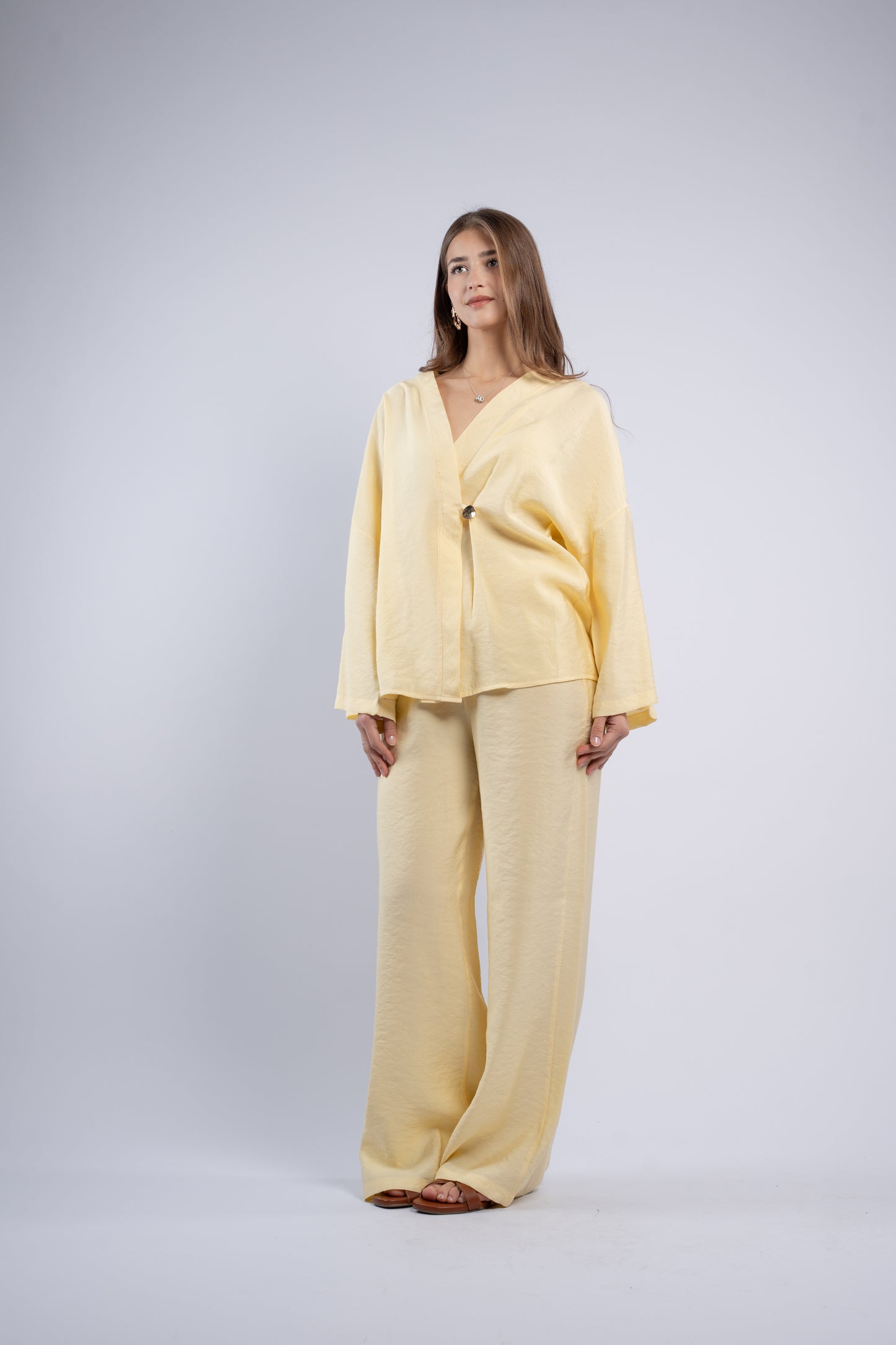 Button- vest linen set
