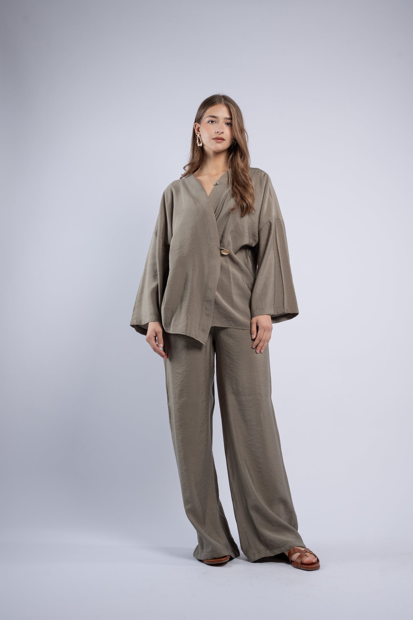 Button- vest linen set
