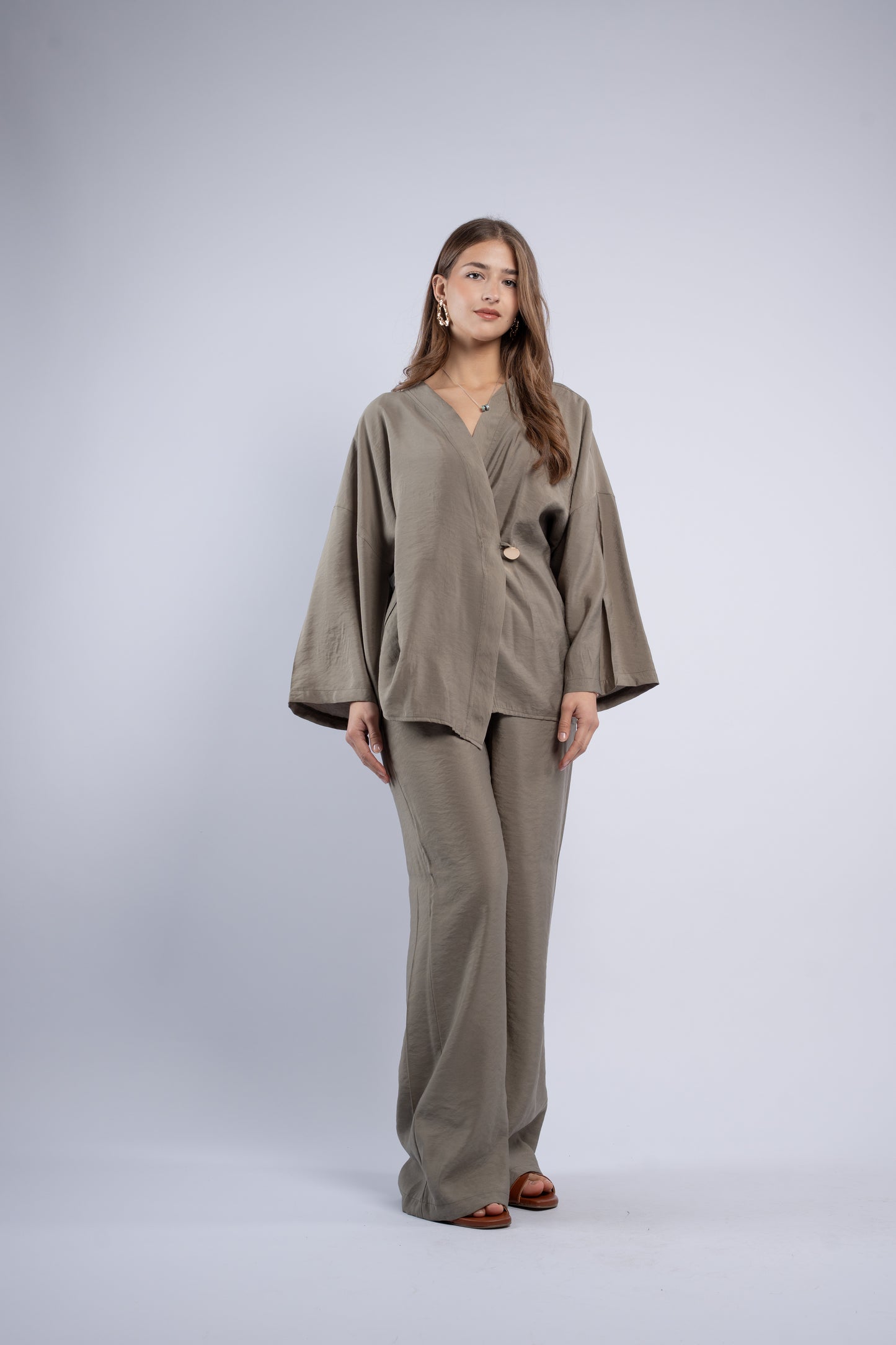Button- vest linen set