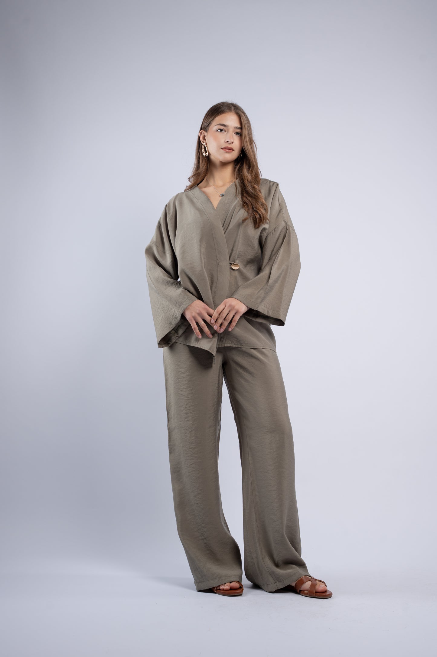 Button- vest linen set