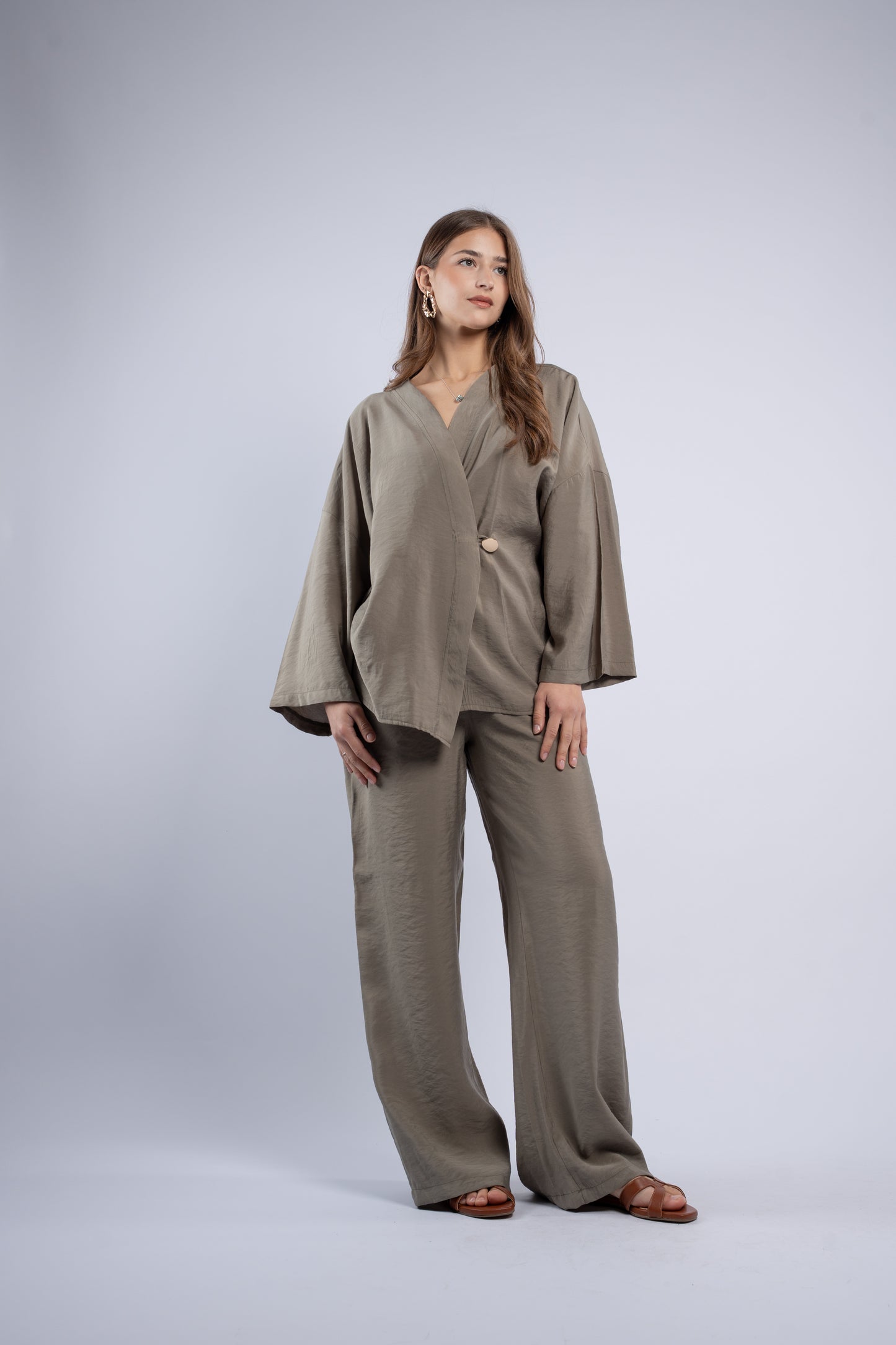 Button- vest linen set