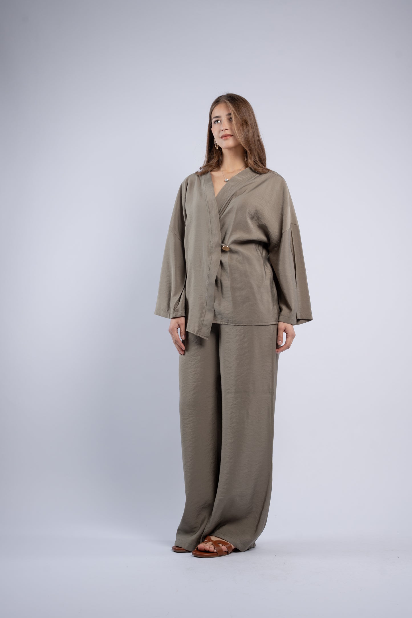Button- vest linen set
