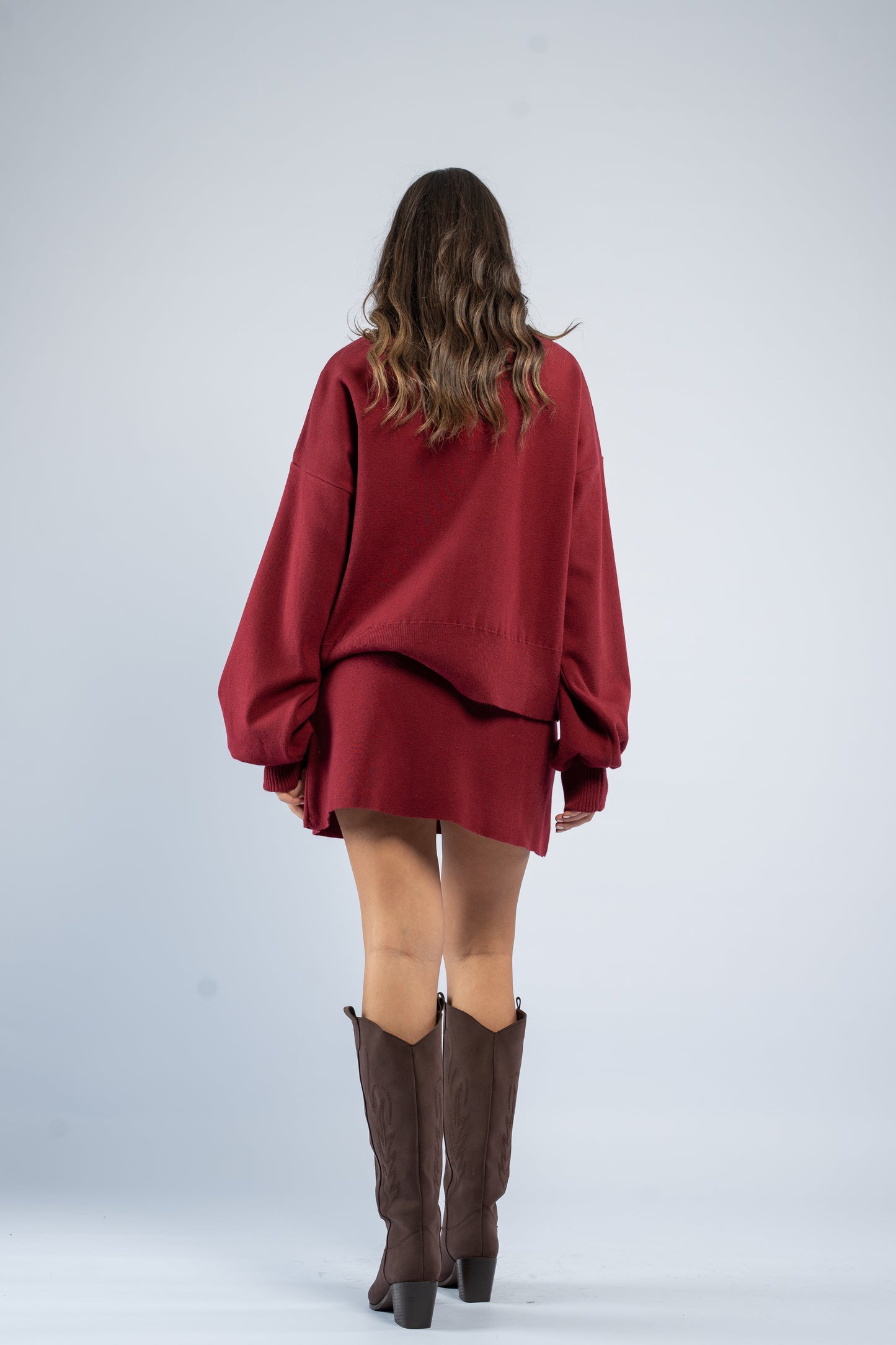 Cardigan skirt knit set