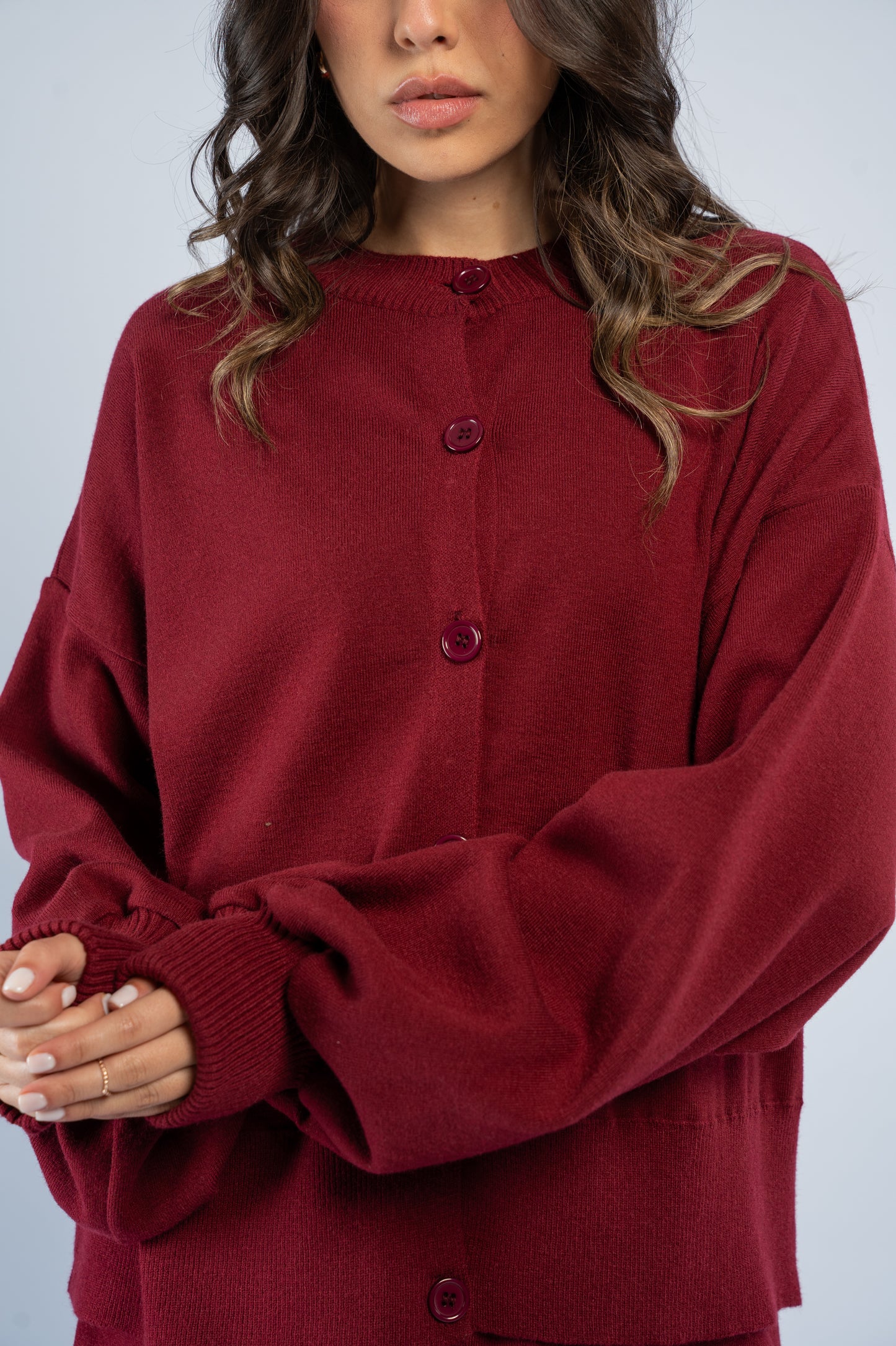 Cardigan skirt knit set